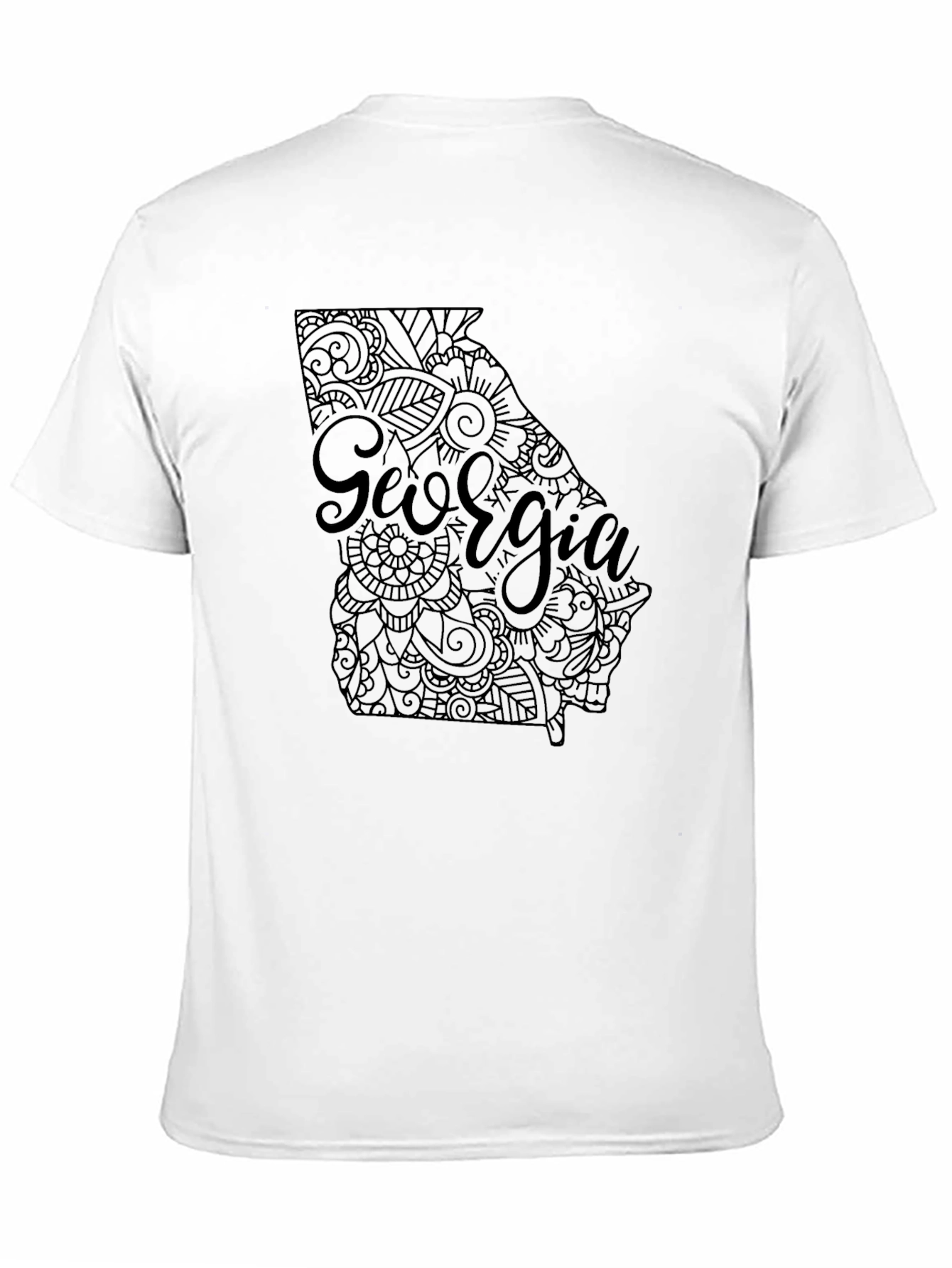 Georgia State Map Graphic T-Shirt - Black