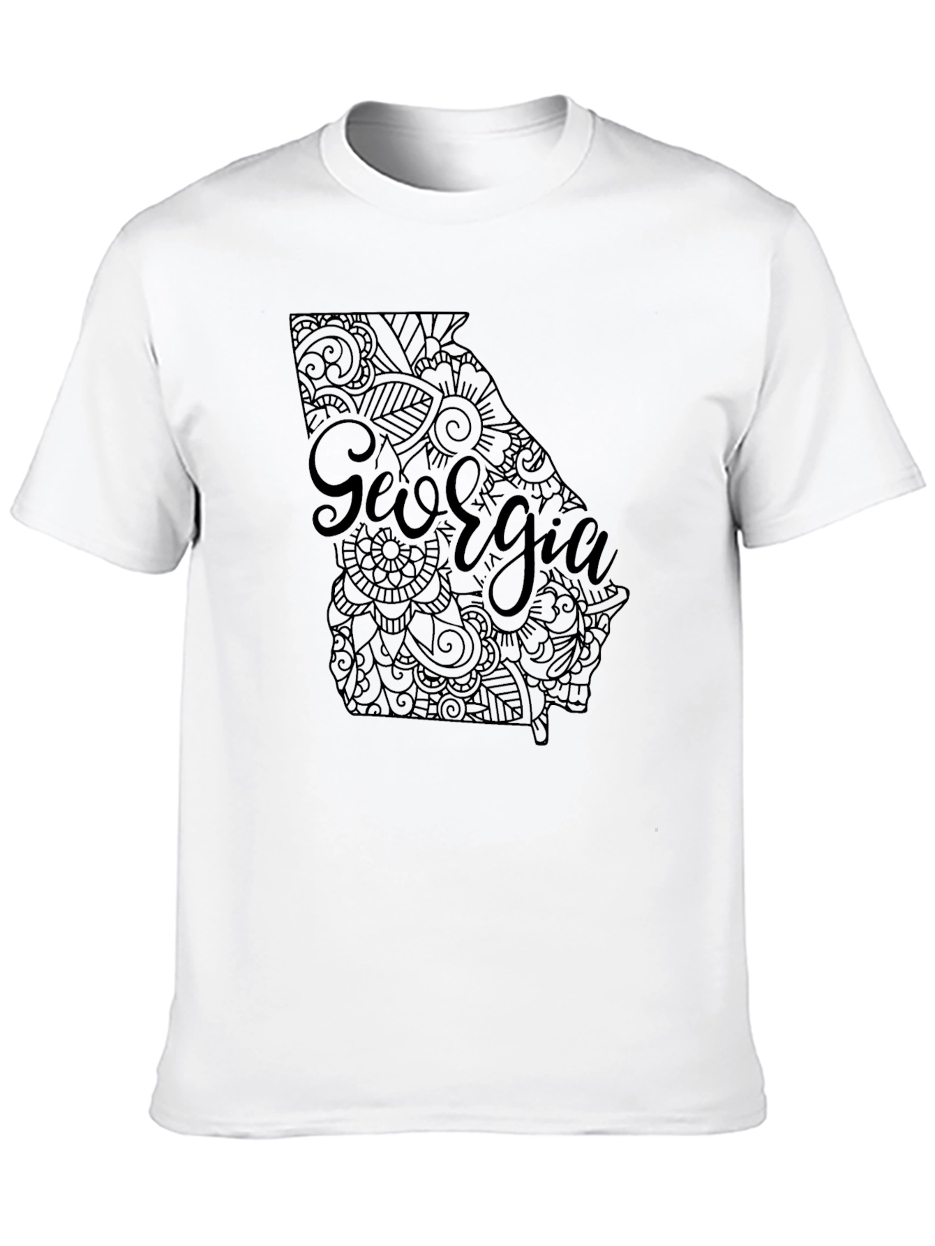 Georgia State Map Graphic T-Shirt - Black