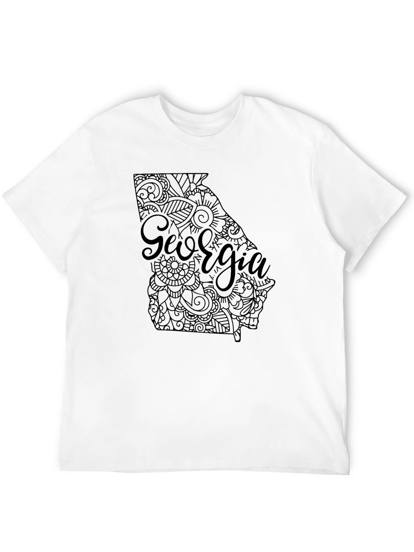 Georgia State Map Graphic T-Shirt - Black