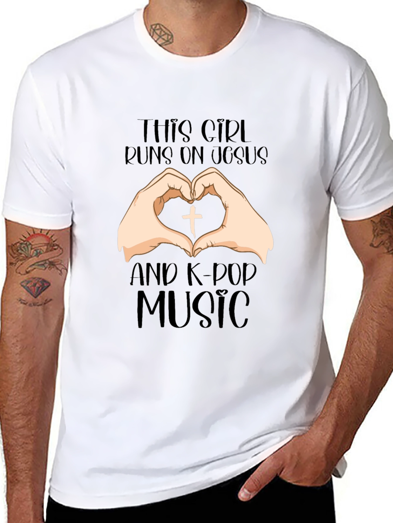 Girl Runs on Jesus & K-Pop Music T-Shirt