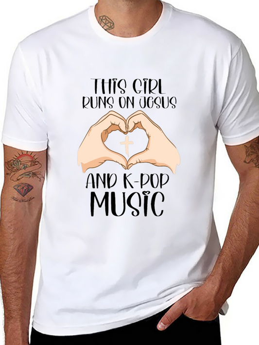 Girl Runs on Jesus & K-Pop Music T-Shirt