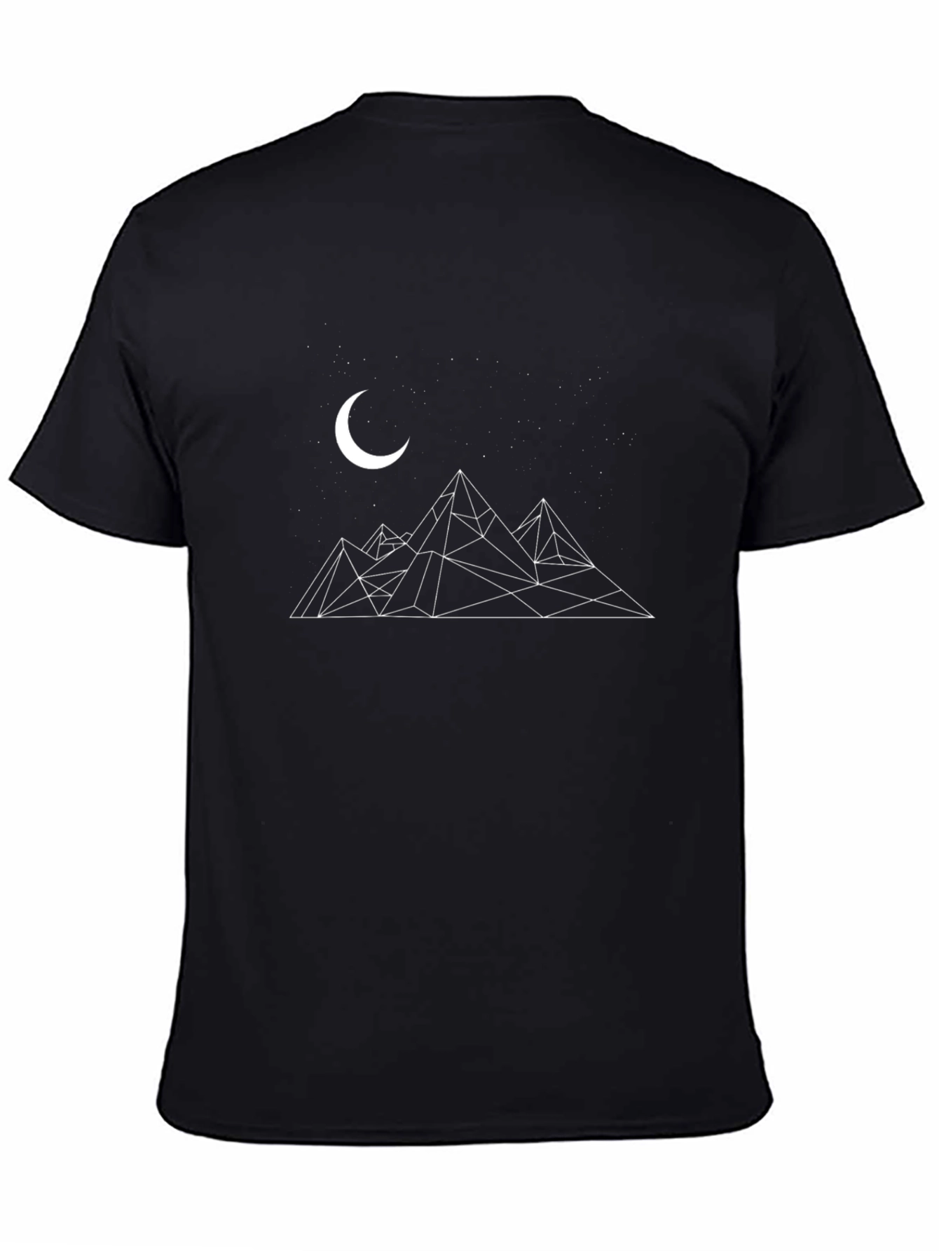 Geometric Mountain & Moon Black T-Shirt