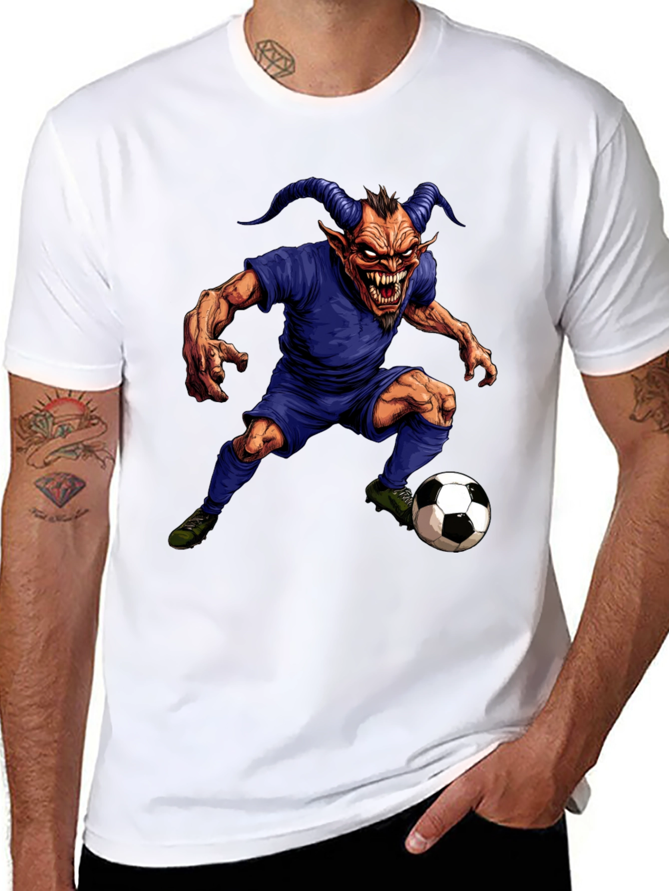 Devil Soccer Player Graphic T-Shirt