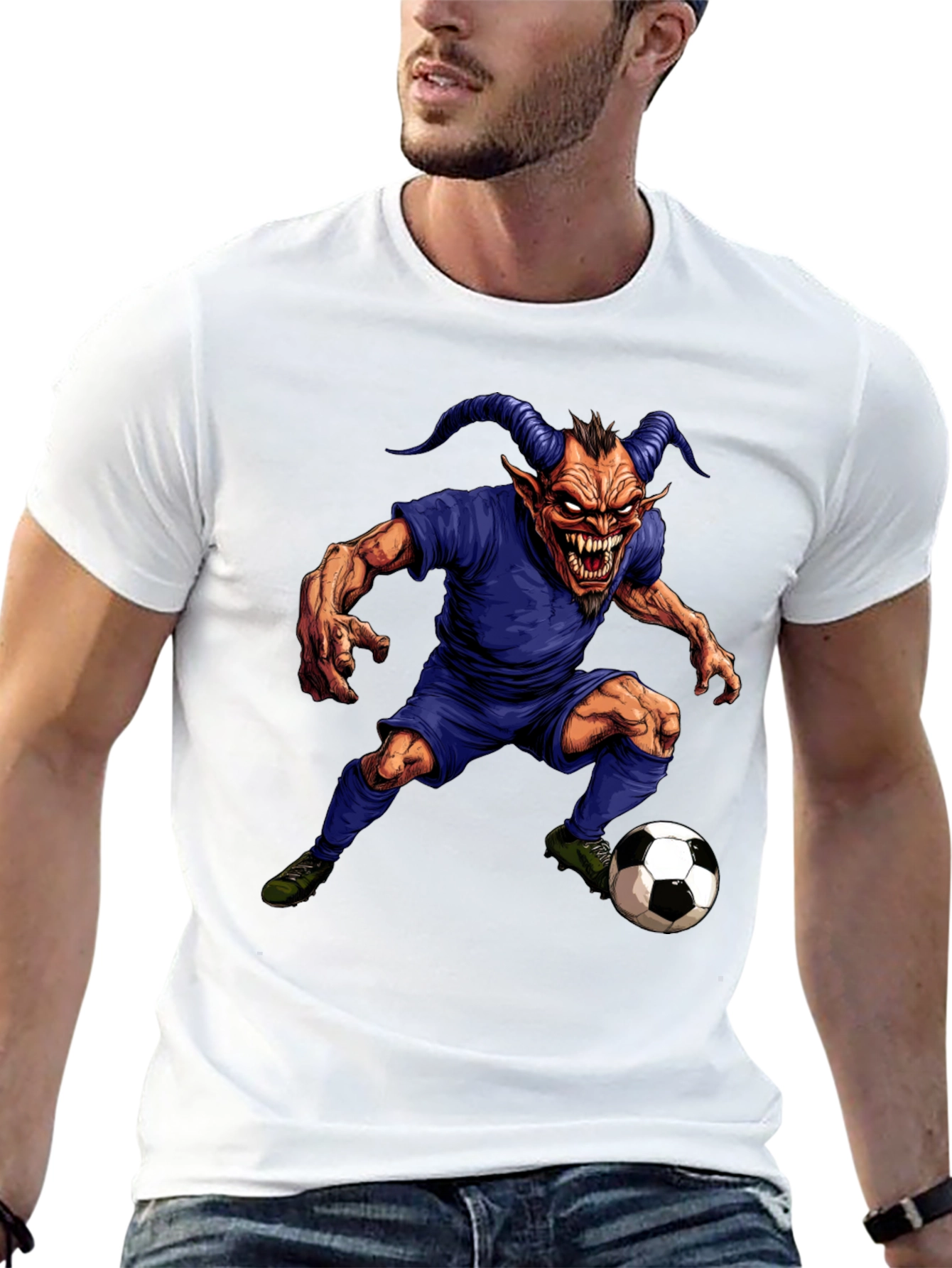 Devil Soccer Player Graphic T-Shirt