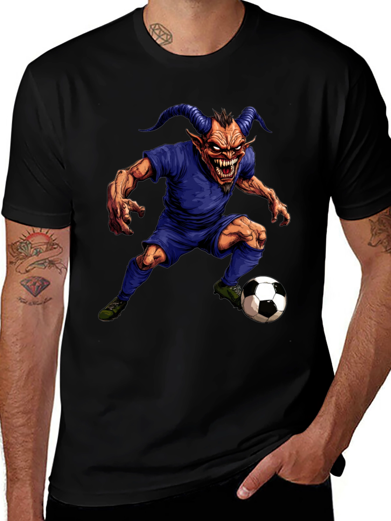 Devil Soccer Player Graphic T-Shirt