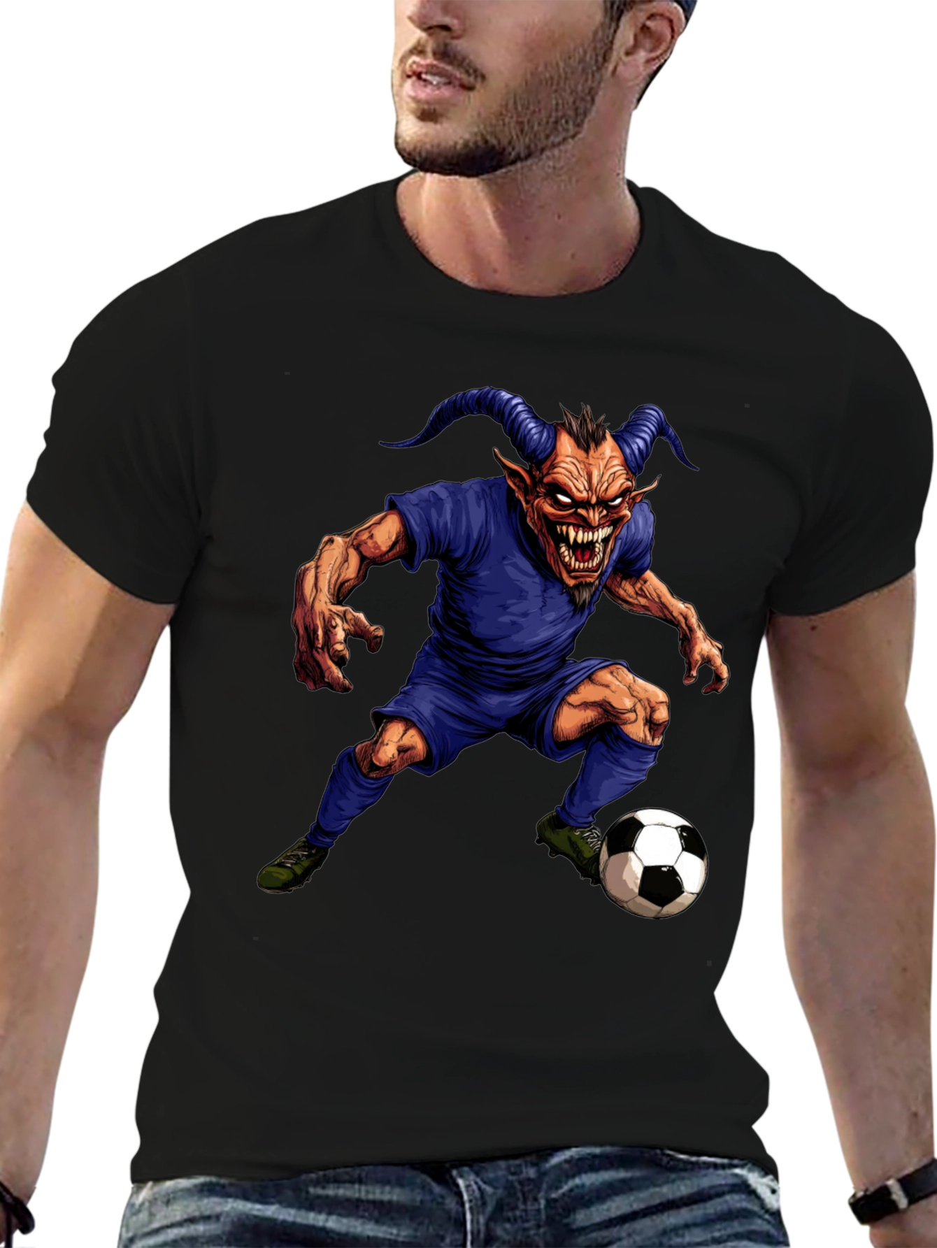 Devil Soccer Player Graphic T-Shirt