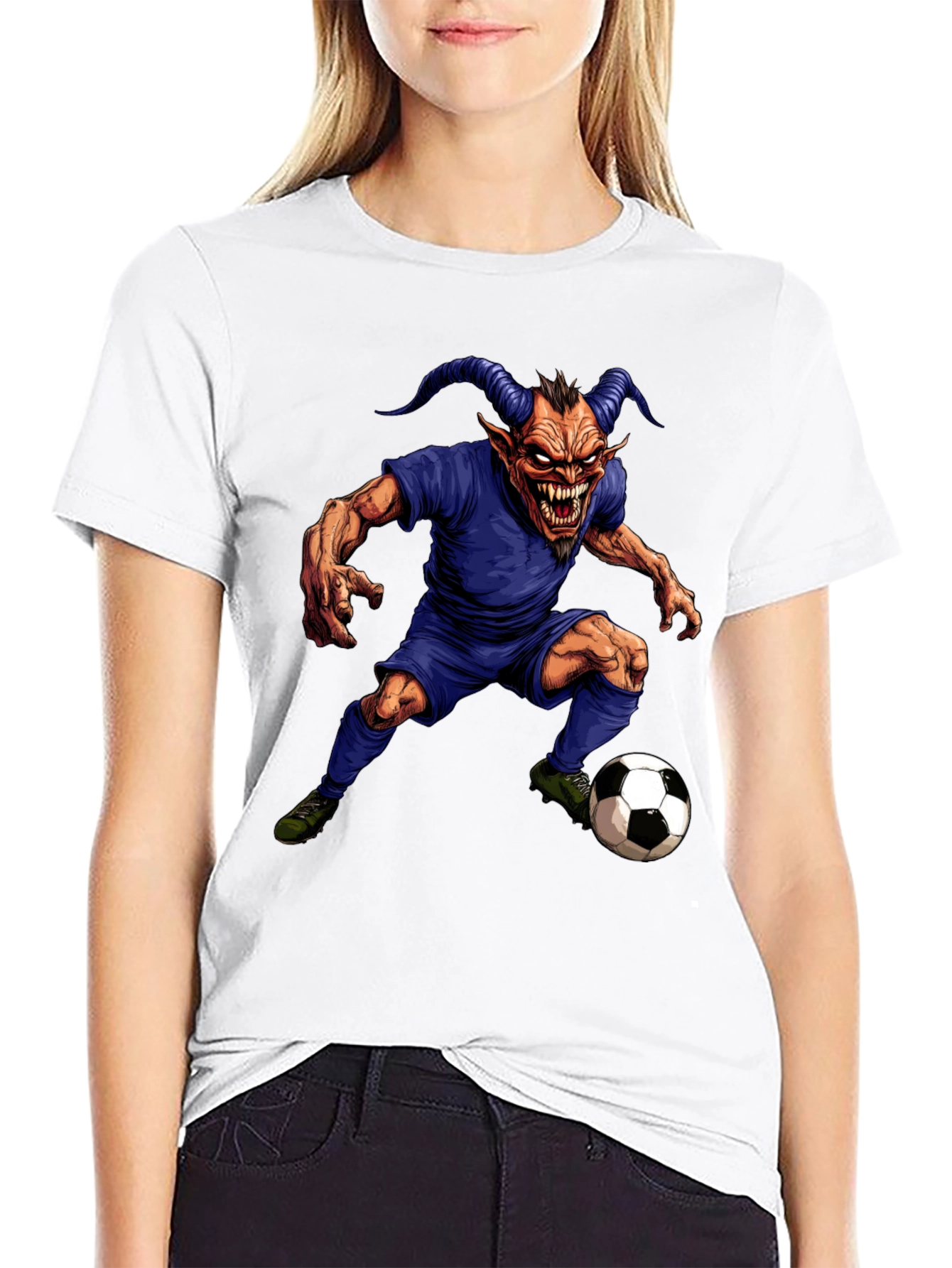 Devil Soccer Player Graphic T-Shirt