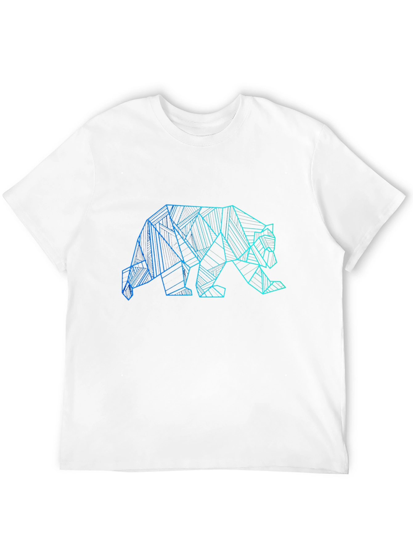 Geometric Bear Graphic Print Black T-Shirt