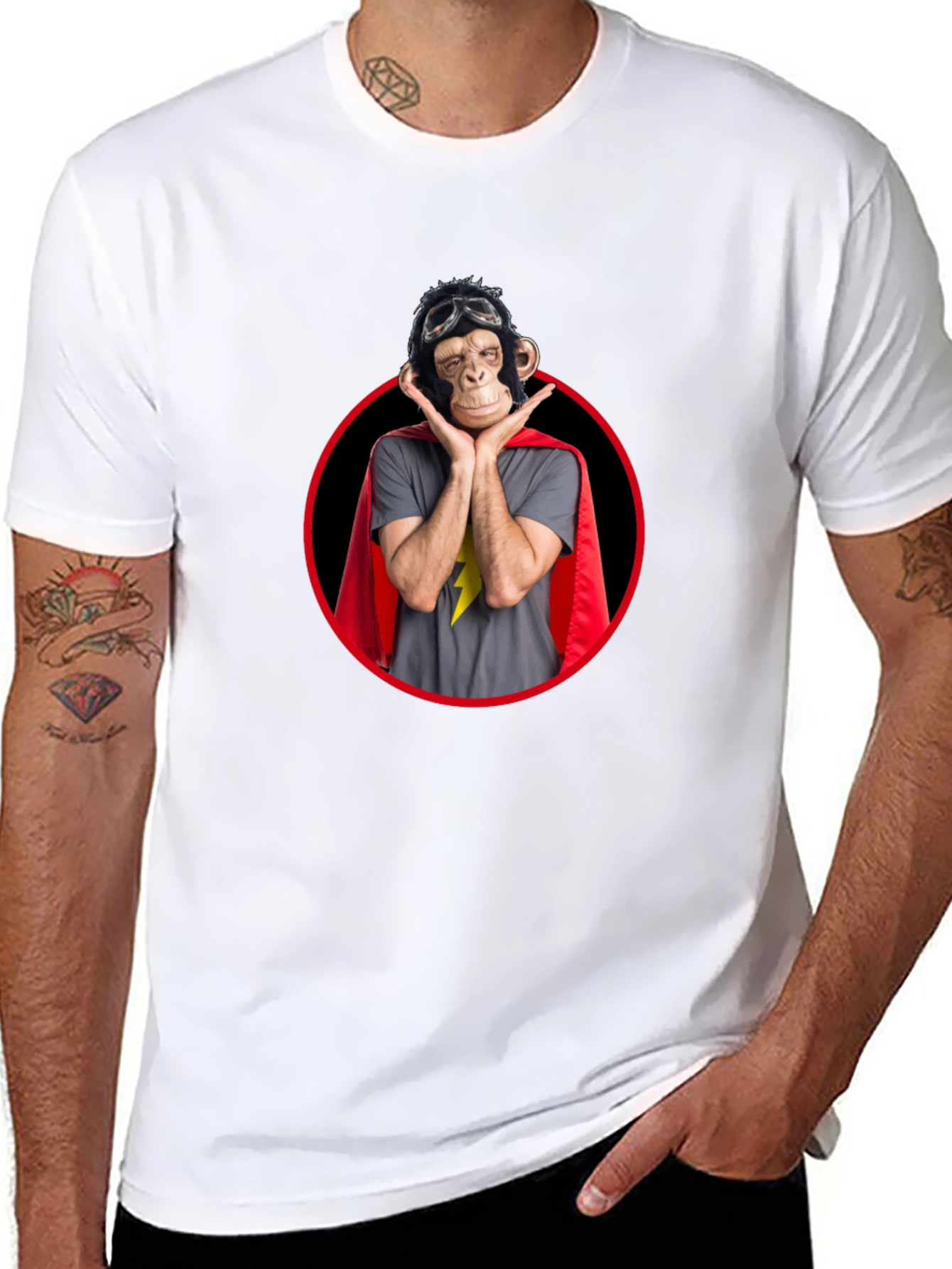 Funny Monkey Superhero Graphic Tee