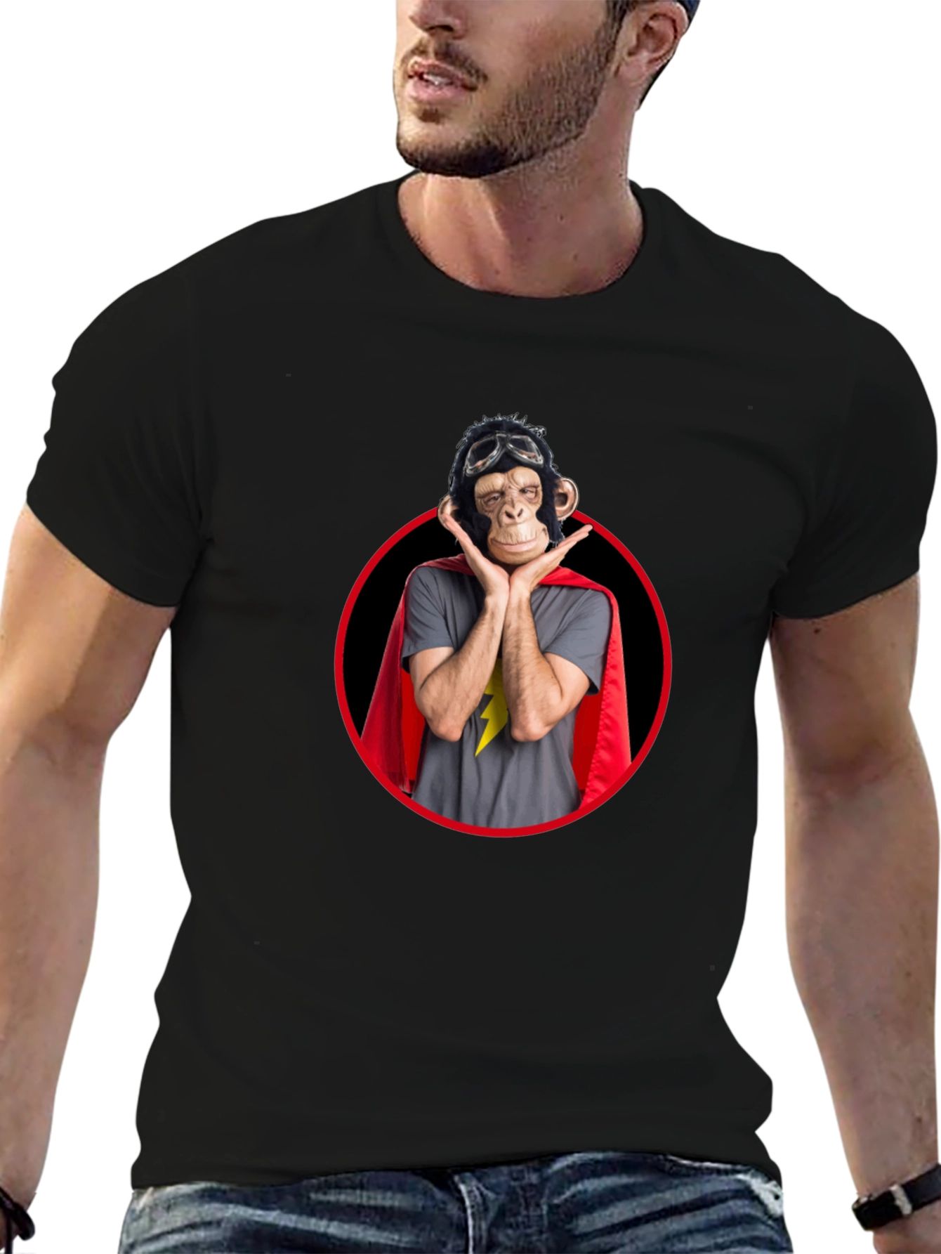 Funny Monkey Superhero Graphic Tee