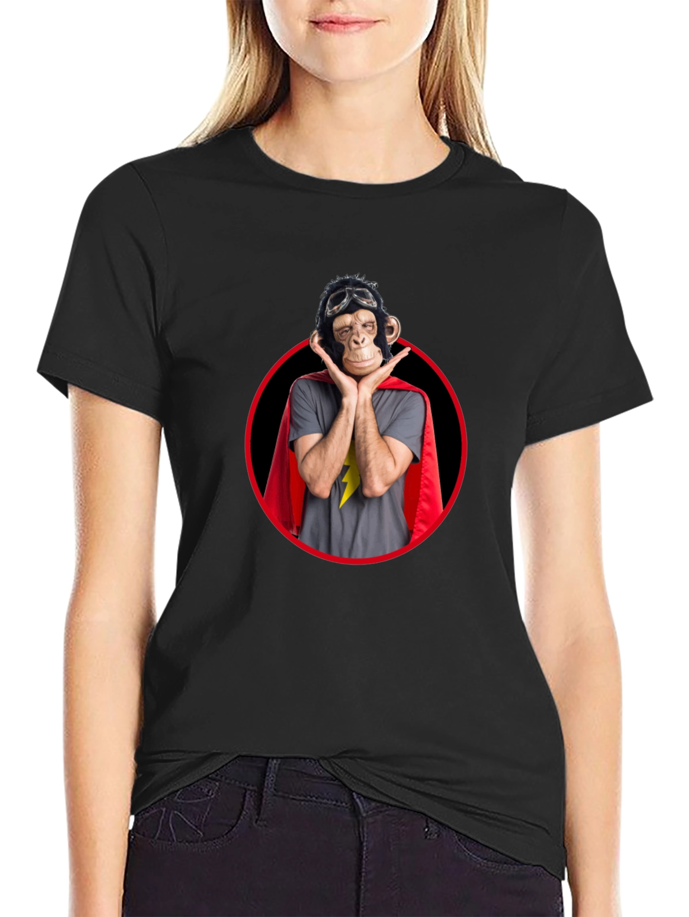 Funny Monkey Superhero Graphic Tee