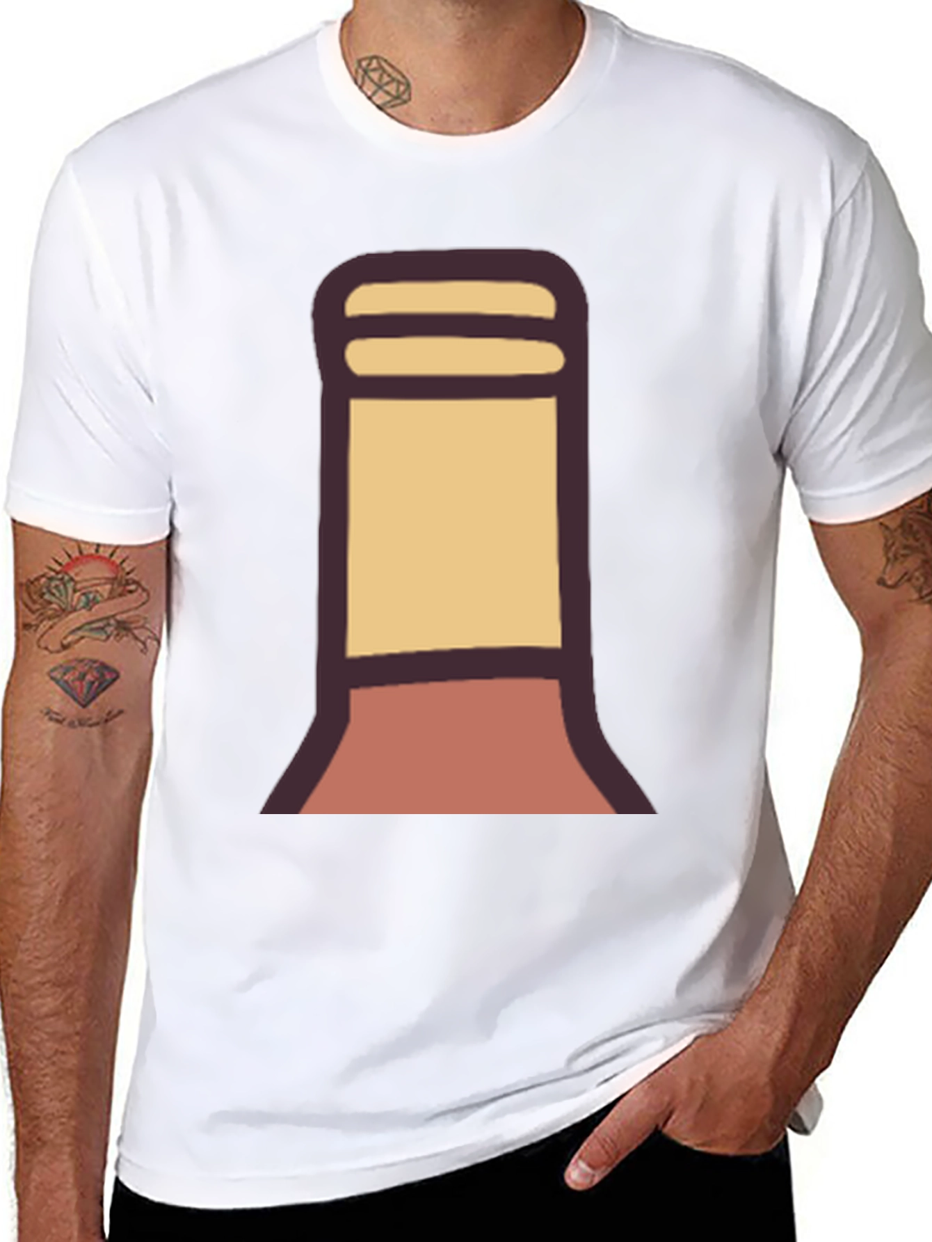 Stylized Bottle Graphic Tee - Black Cotton Blend