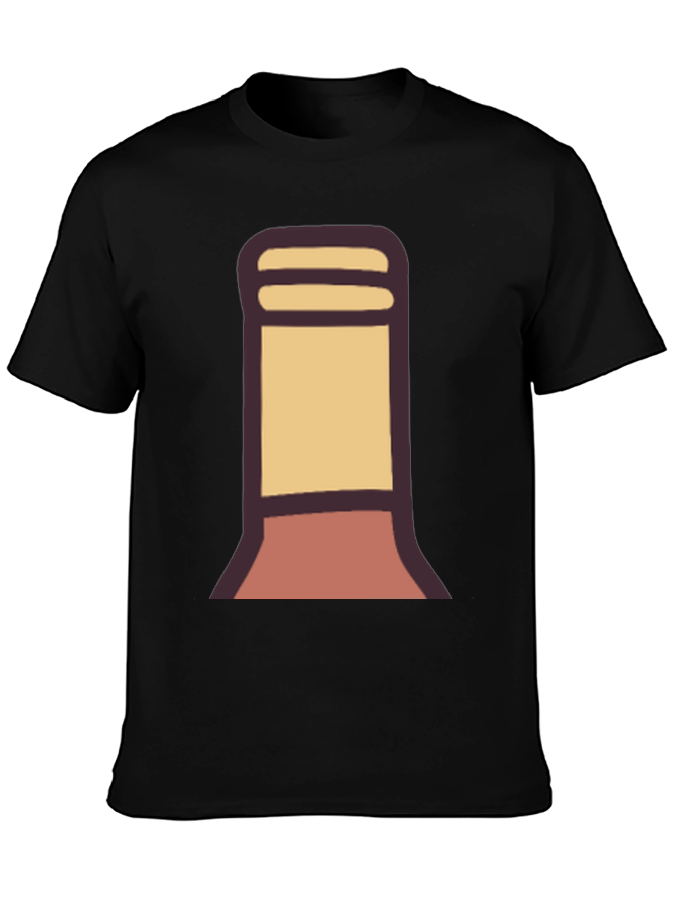 Stylized Bottle Graphic Tee - Black Cotton Blend