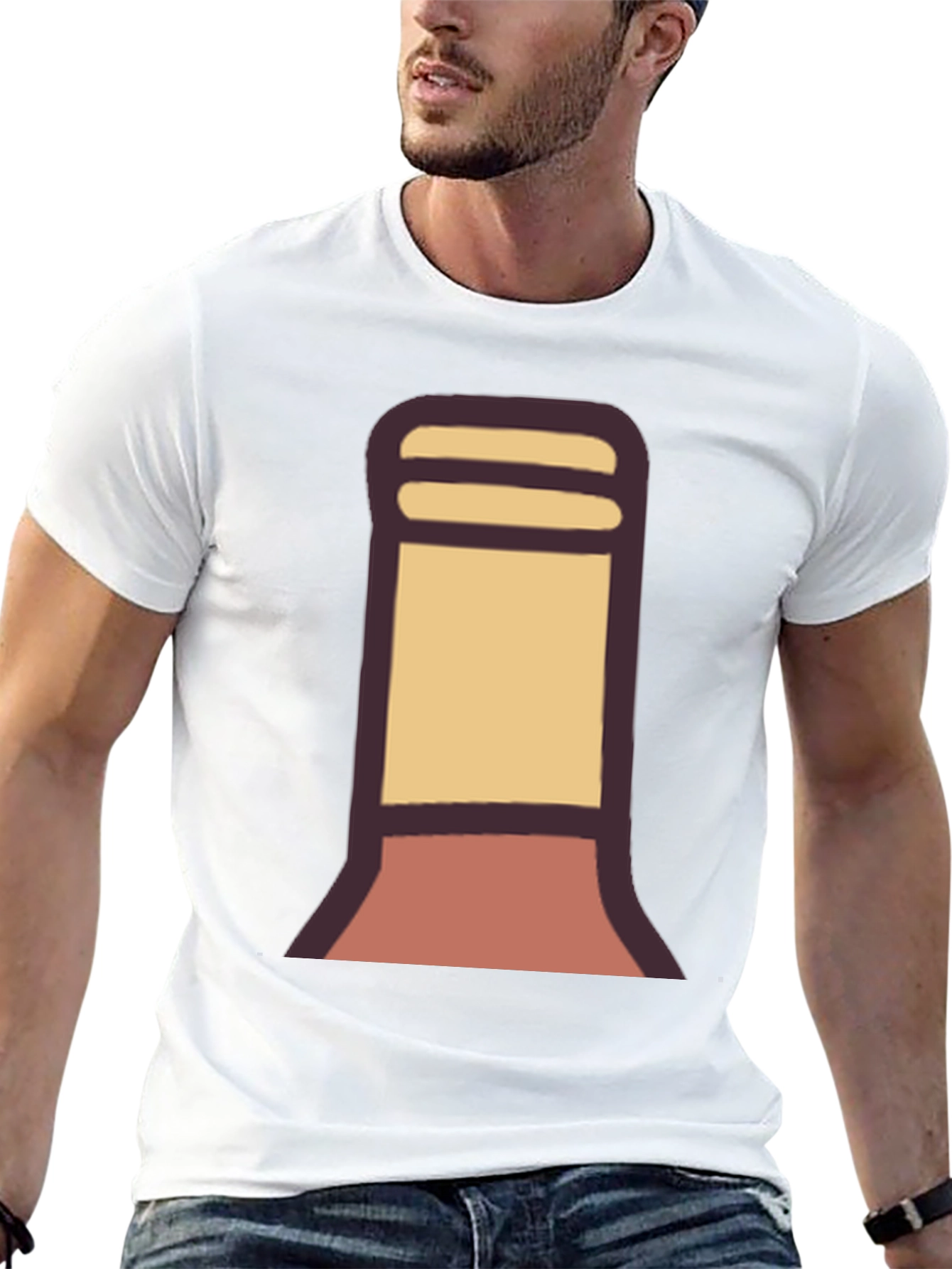 Stylized Bottle Graphic Tee - Black Cotton Blend