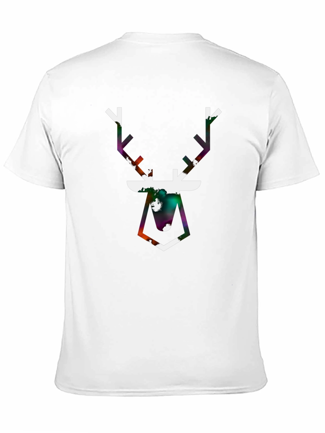 Geometric Deer Graphic Tee - Black Cotton Blend
