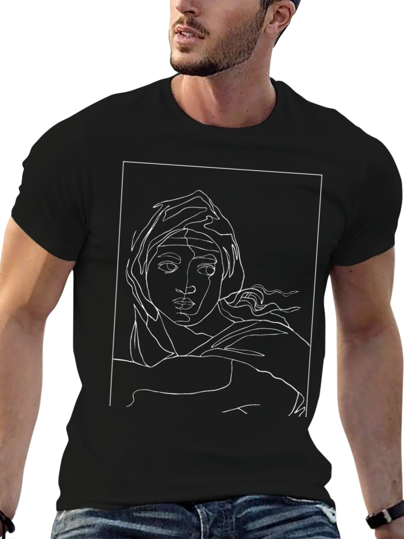 Abstract Line Art Portrait Tee