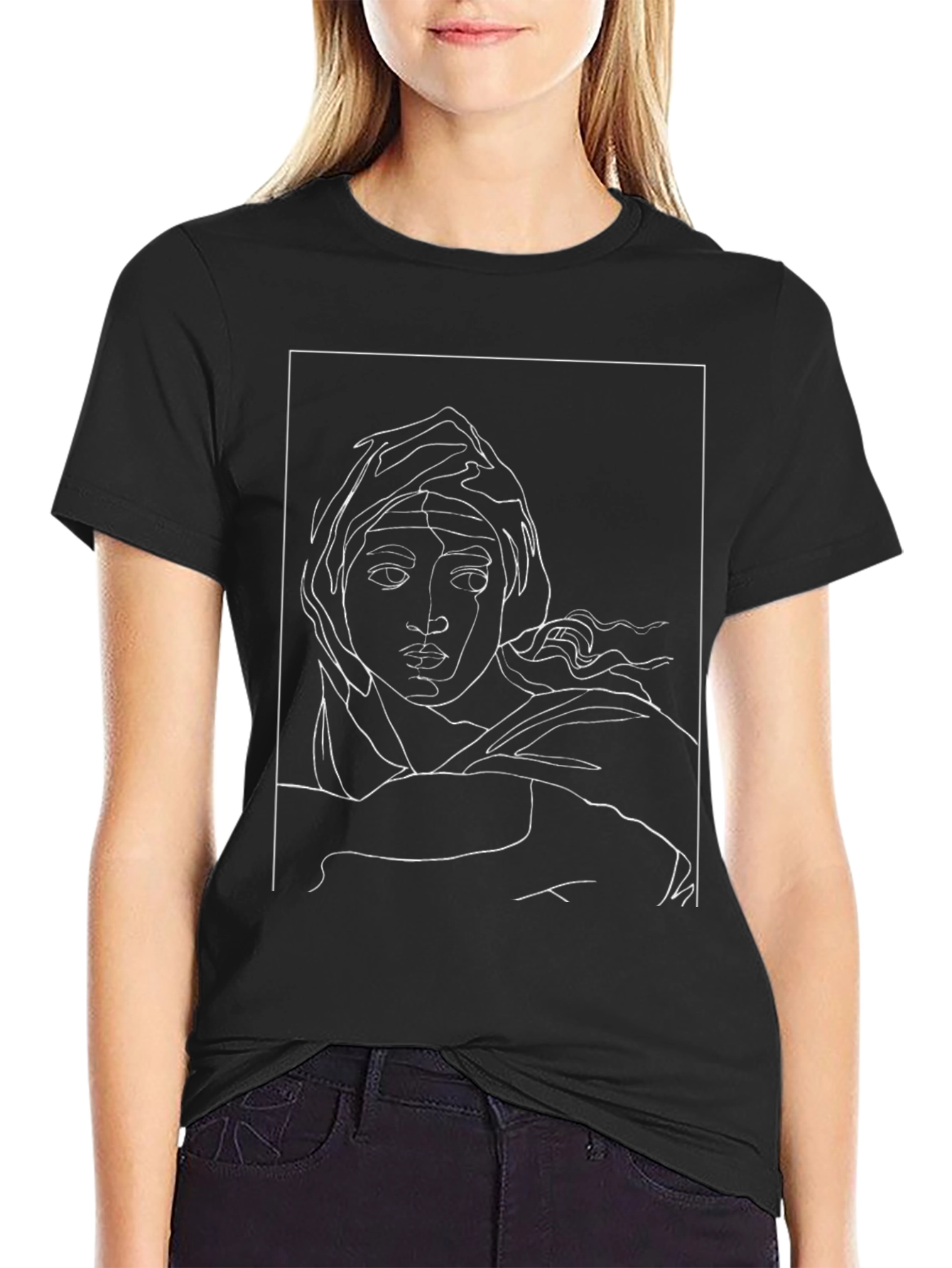 Abstract Line Art Portrait Tee
