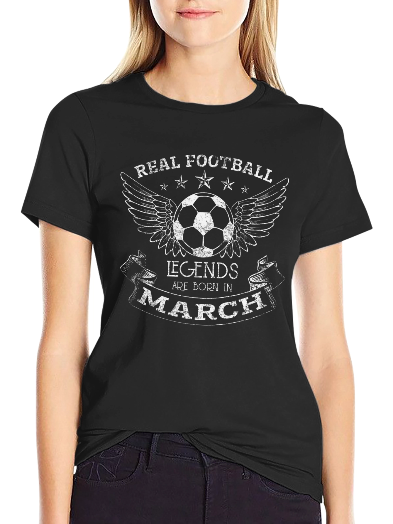 Real Football Legends Born in March Graphic T-Shirt