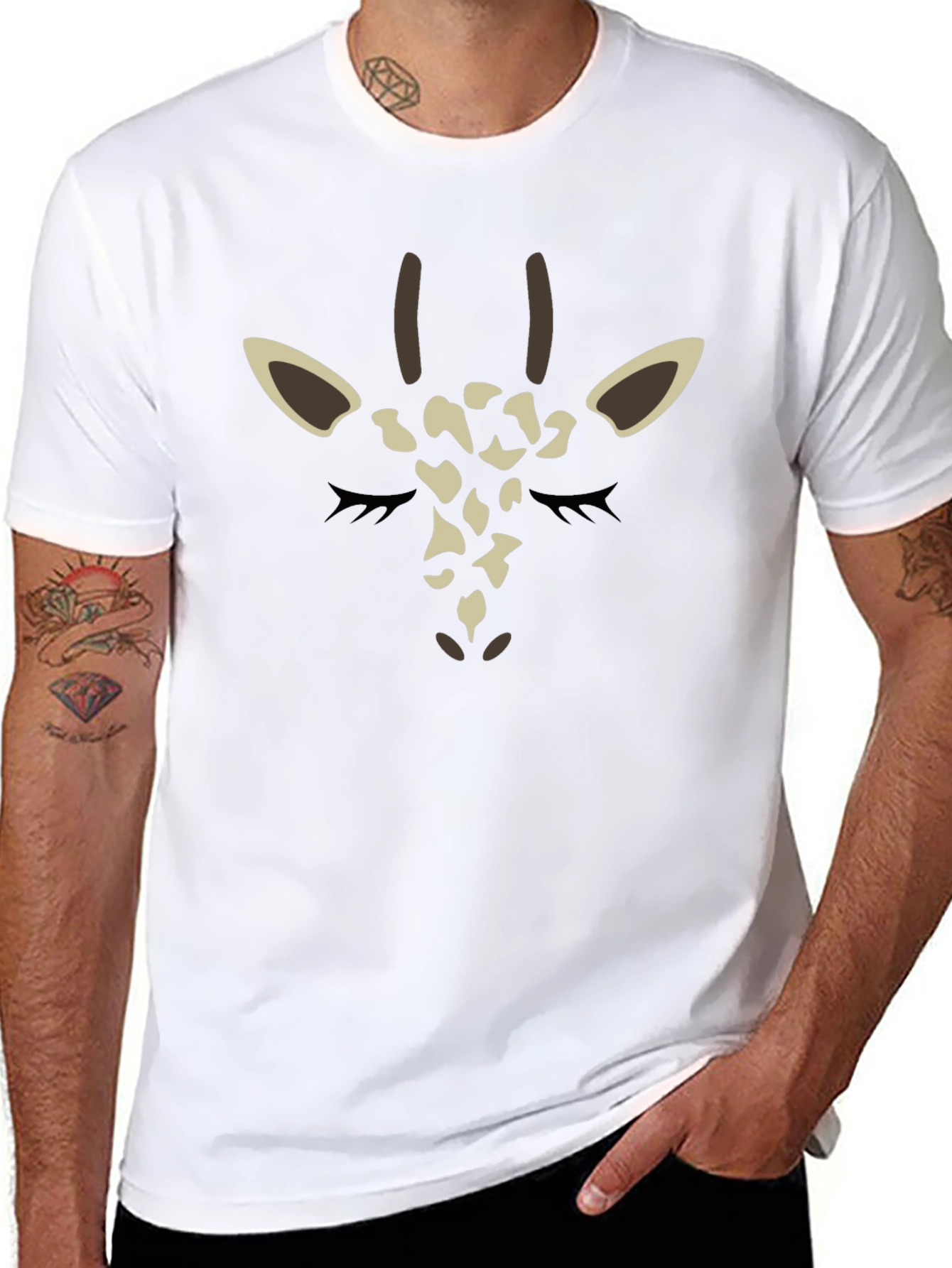 Giraffe Face Graphic Tee - Black