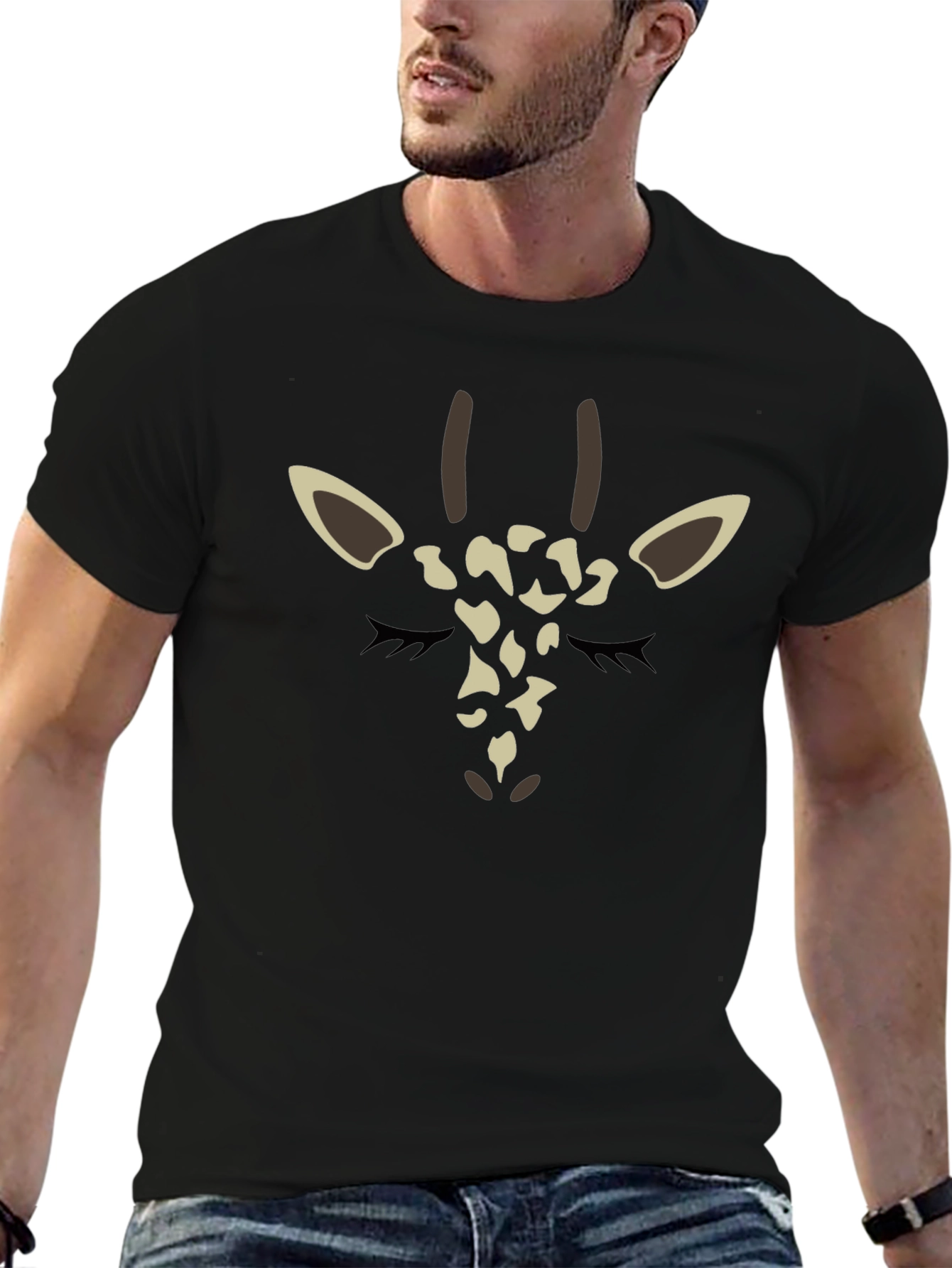 Giraffe Face Graphic Tee - Black