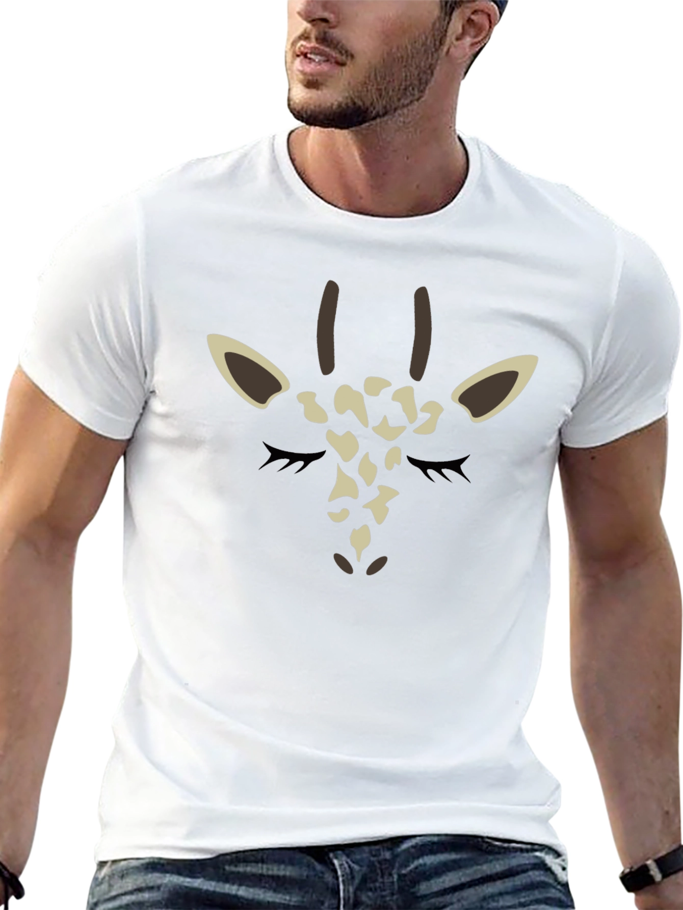 Giraffe Face Graphic Tee - Black