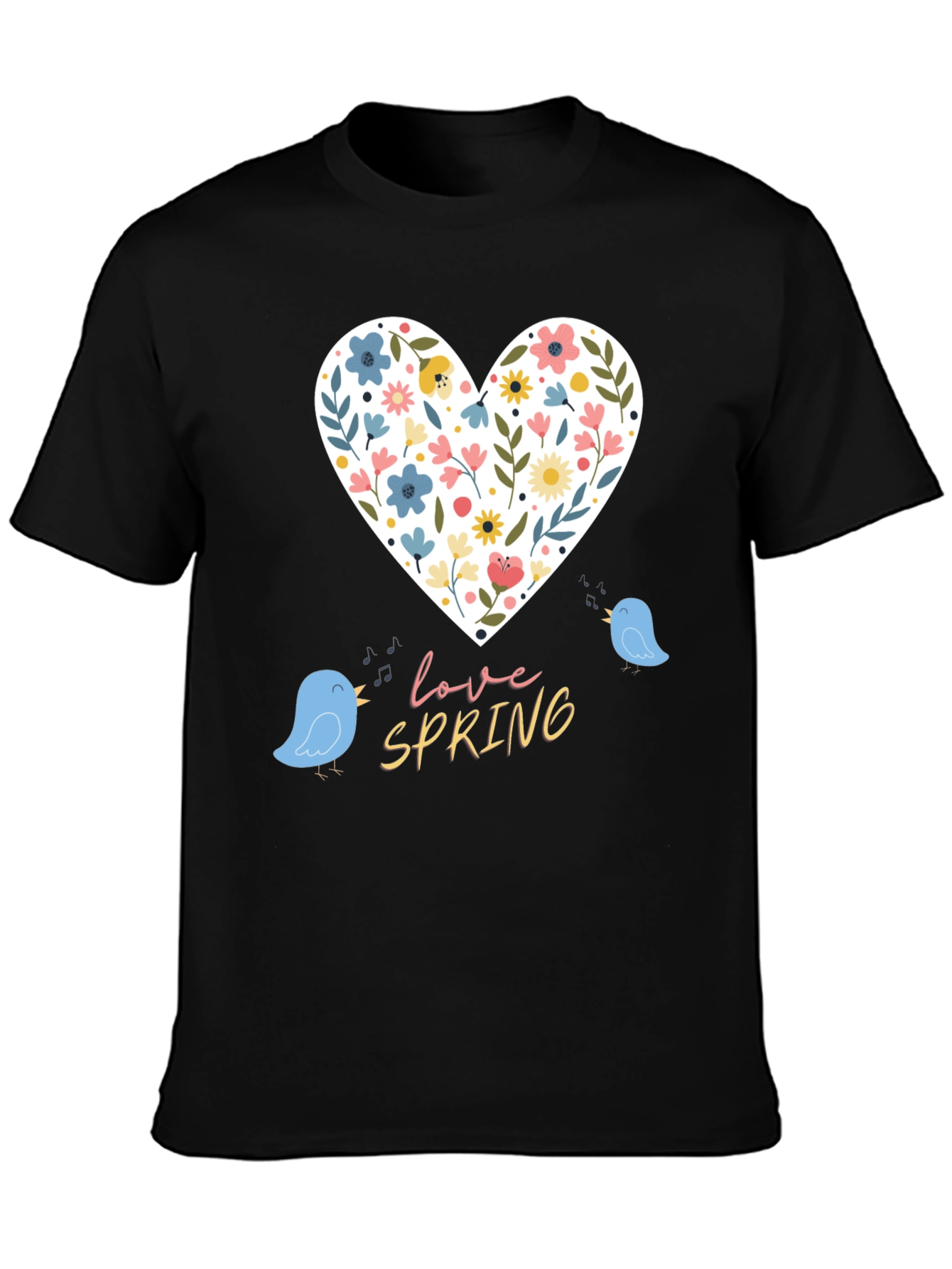 Love Spring T-Shirt - Floral Heart & Birds