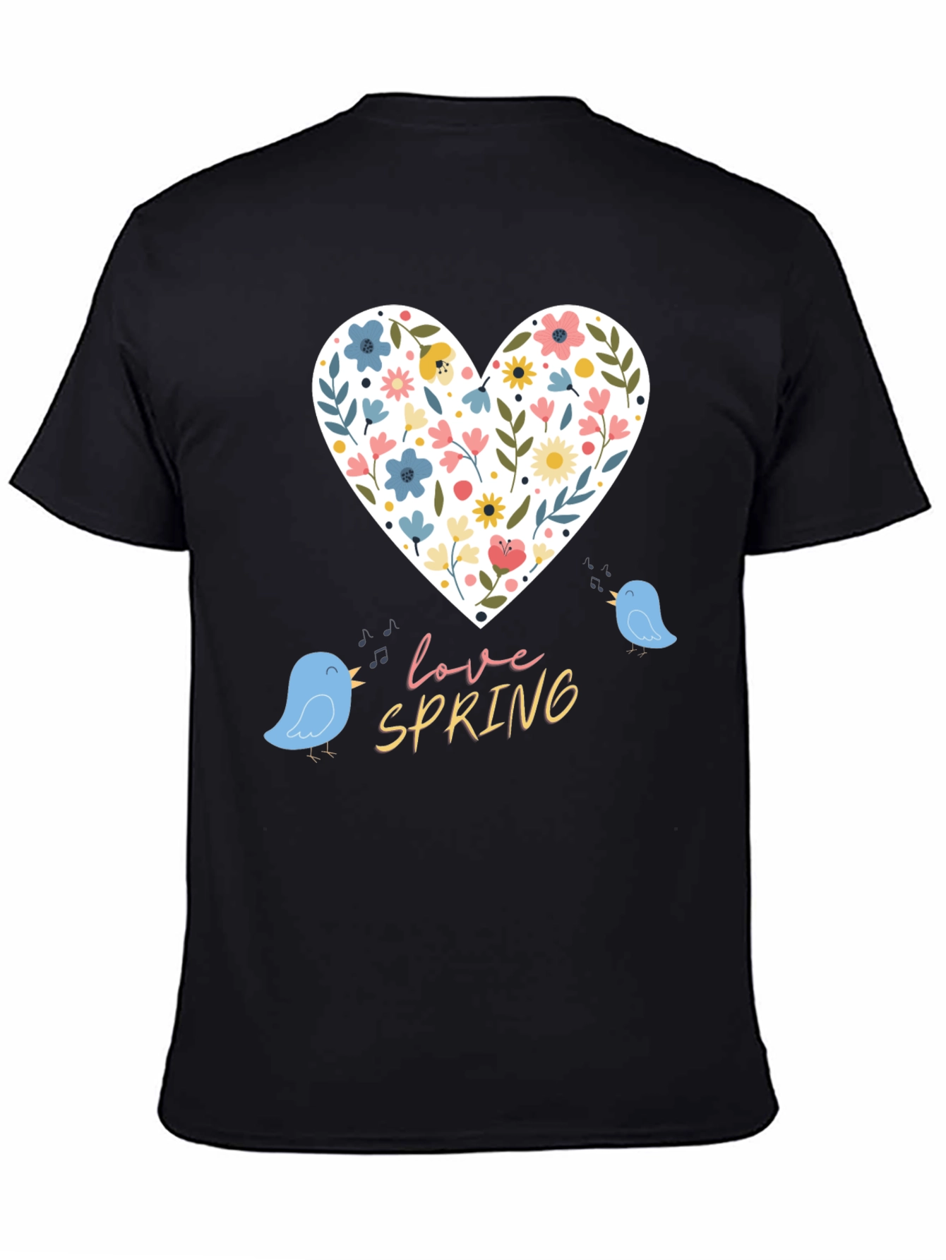 Love Spring T-Shirt - Floral Heart & Birds