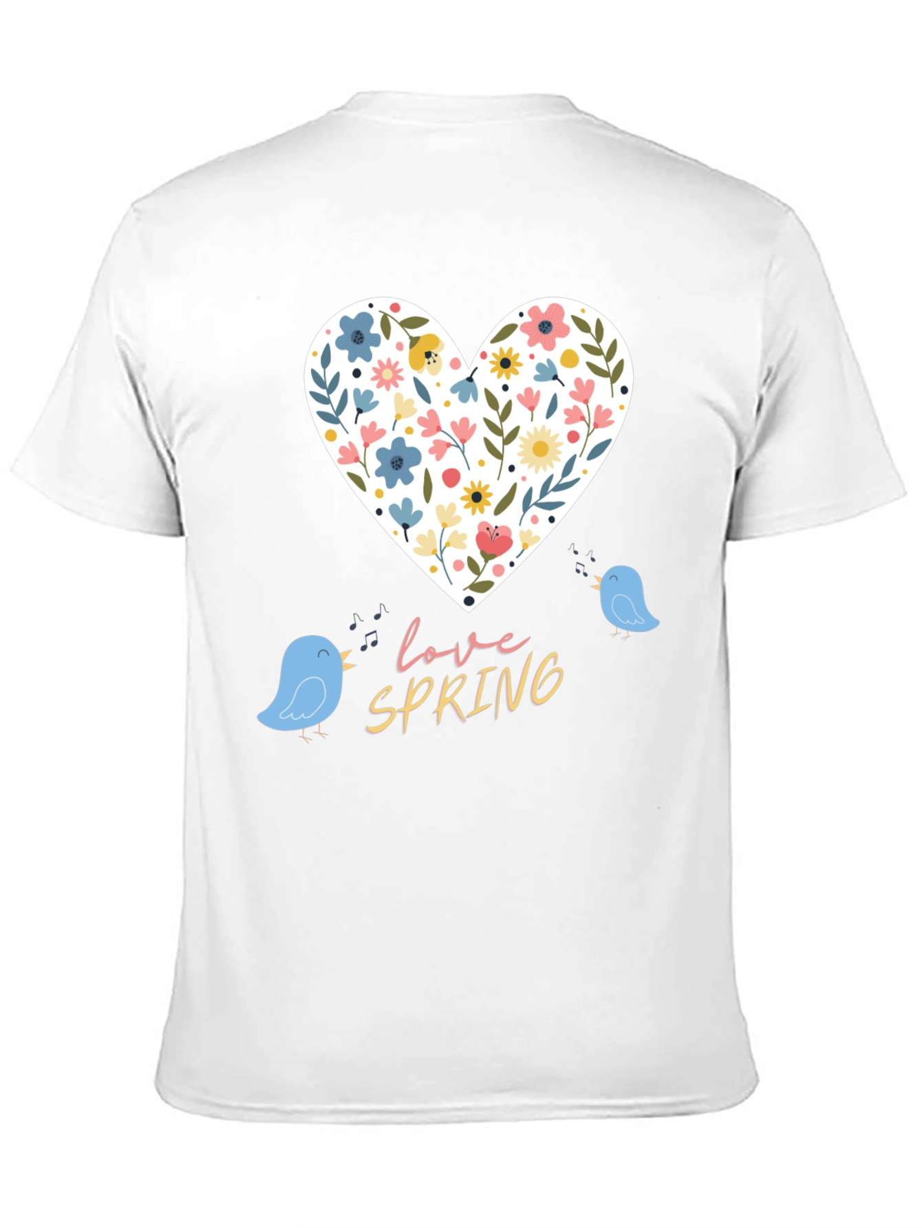 Love Spring T-Shirt - Floral Heart & Birds