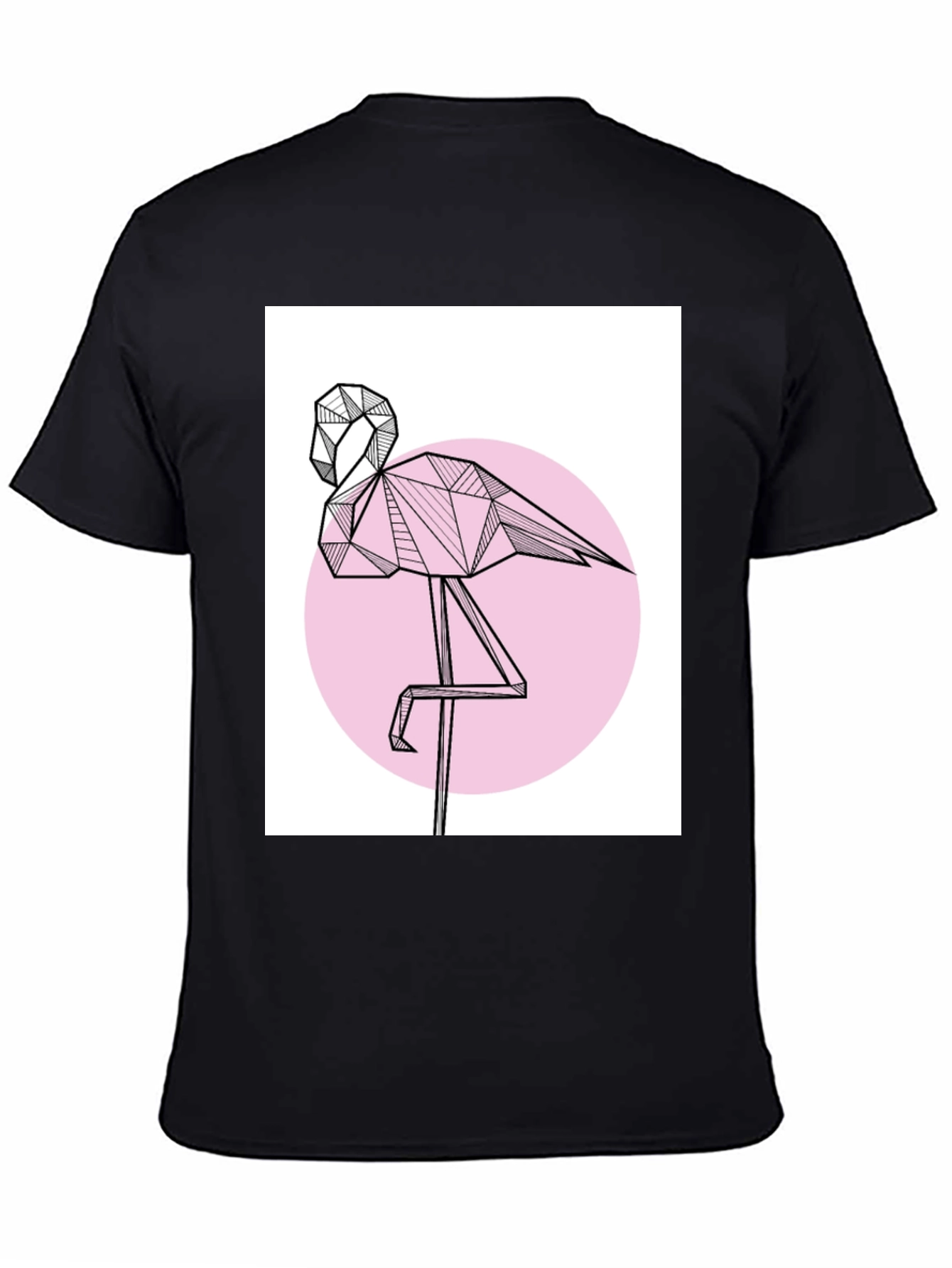 Geometric Flamingo Black T-Shirt