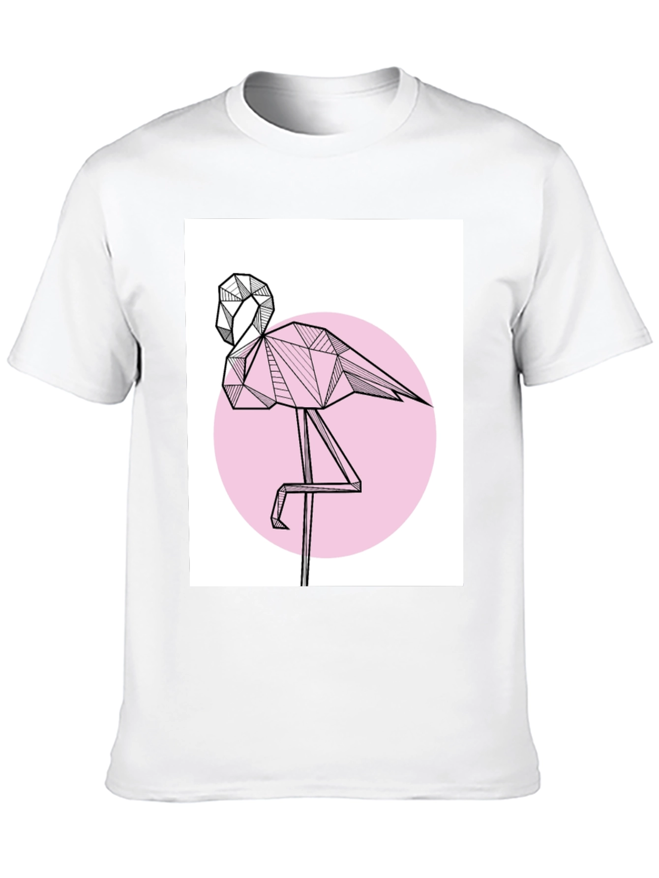 Geometric Flamingo Black T-Shirt