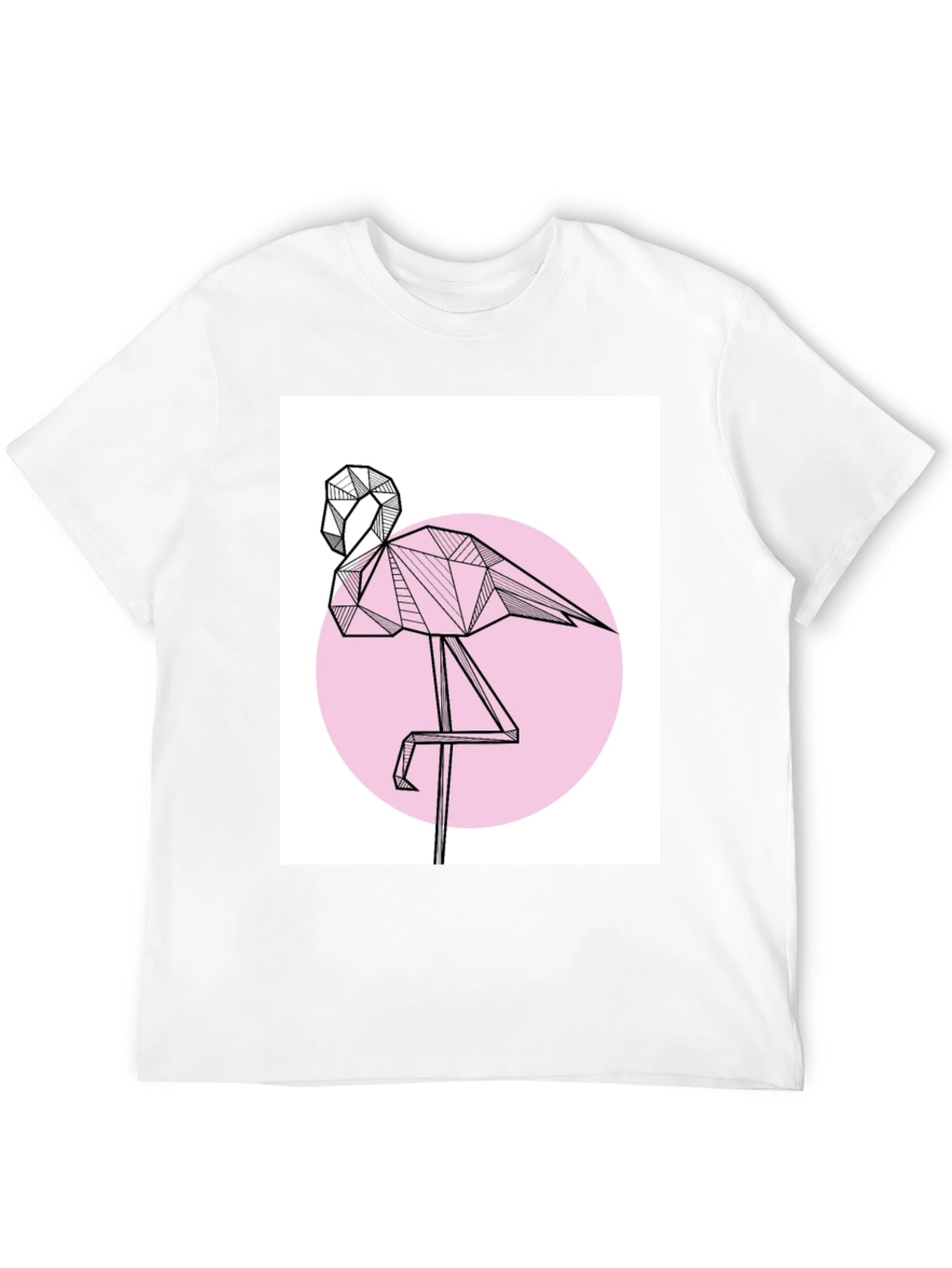 Geometric Flamingo Black T-Shirt