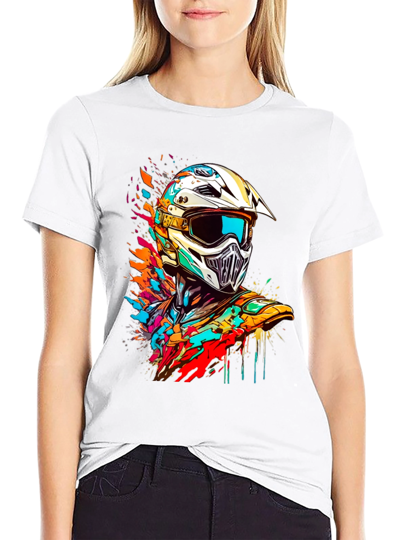 Vibrant Motocross Helmet Graphic Tee