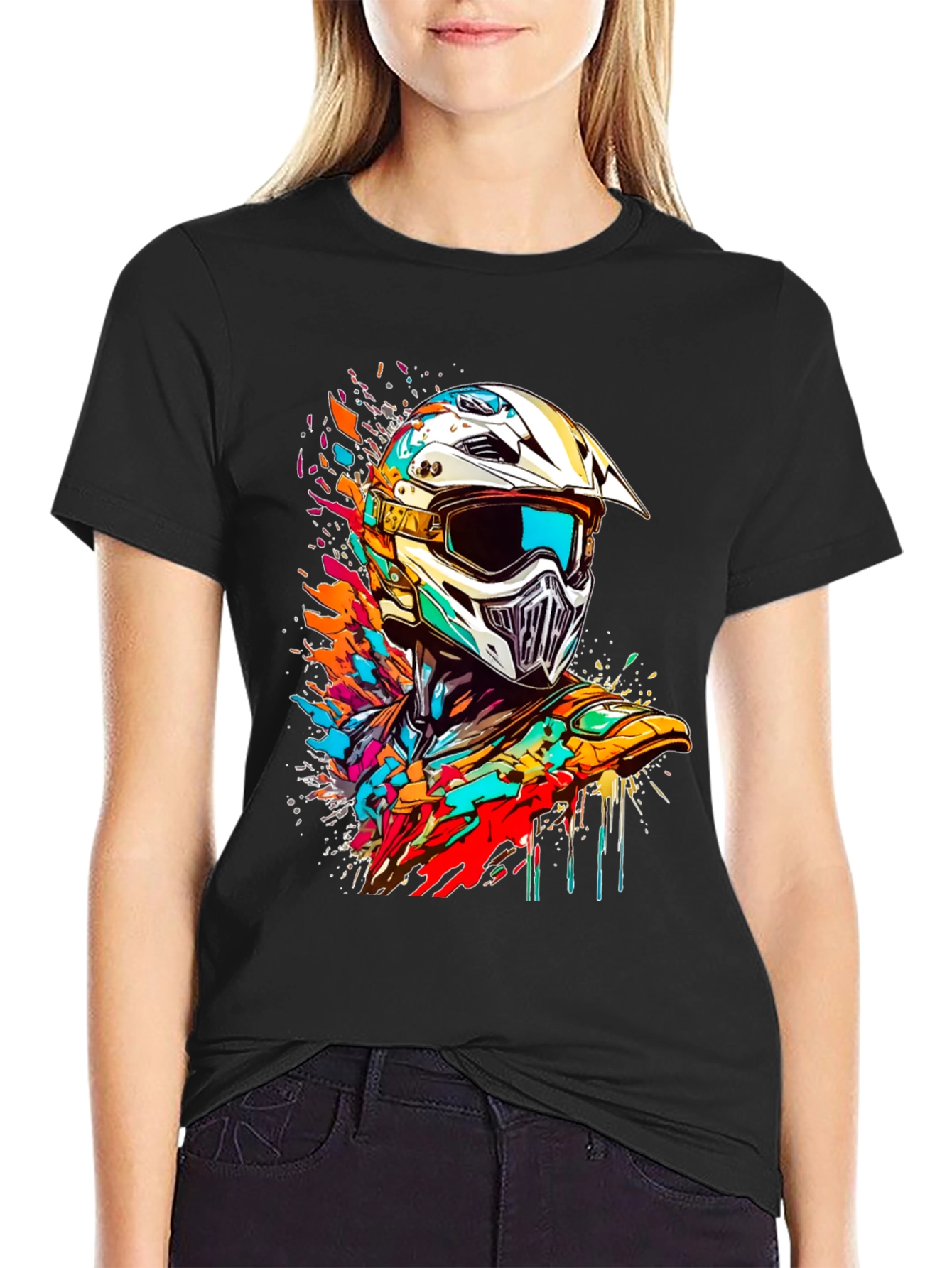 Vibrant Motocross Helmet Graphic Tee