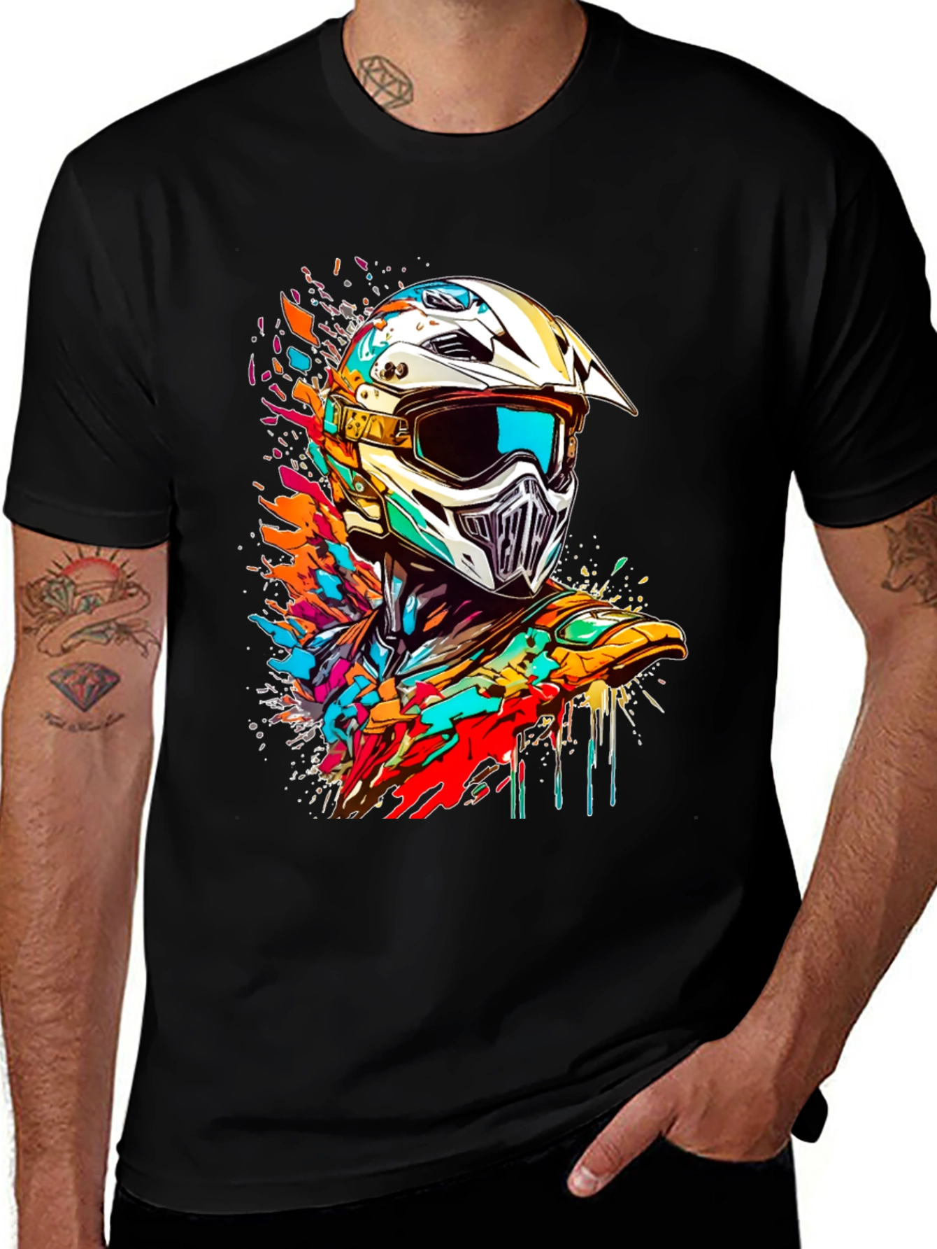 Vibrant Motocross Helmet Graphic Tee