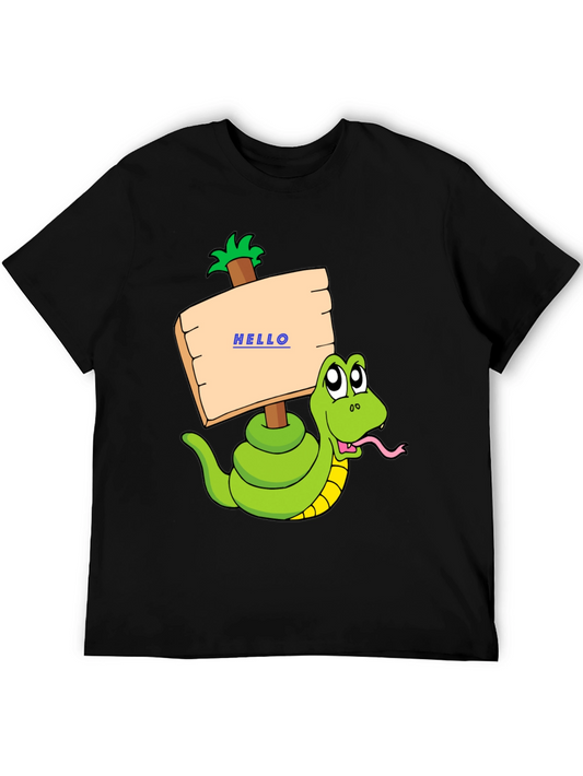 Funny Snake Graphic T-Shirt - Hello Sign