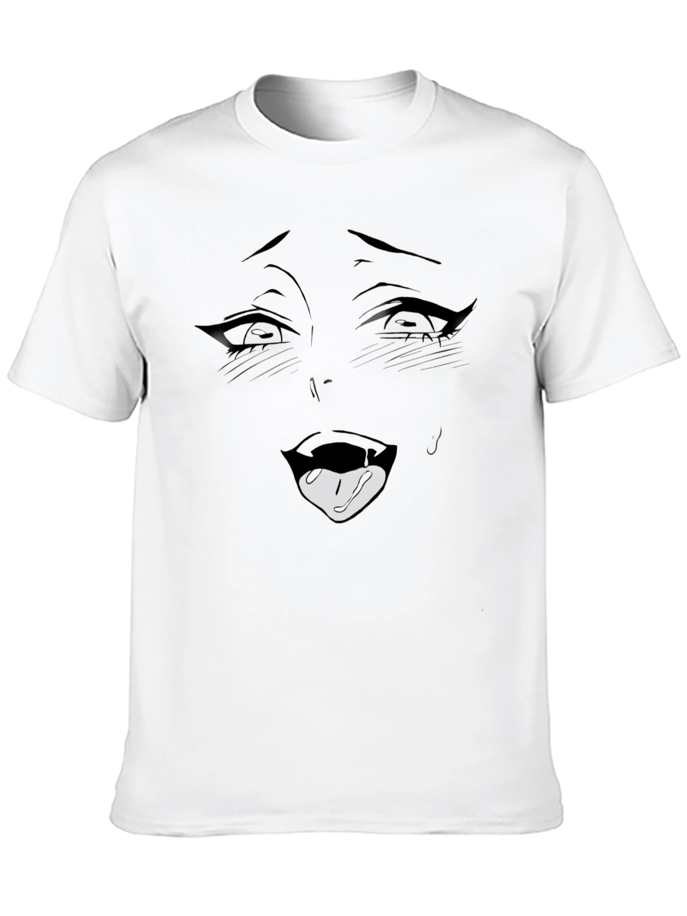 Ahegao Anime Face Black T-Shirt