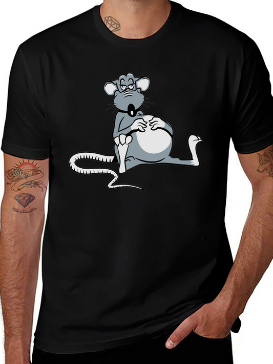 Funny Rat Cartoon Graphic Tee - Unisex Black T-Shirt