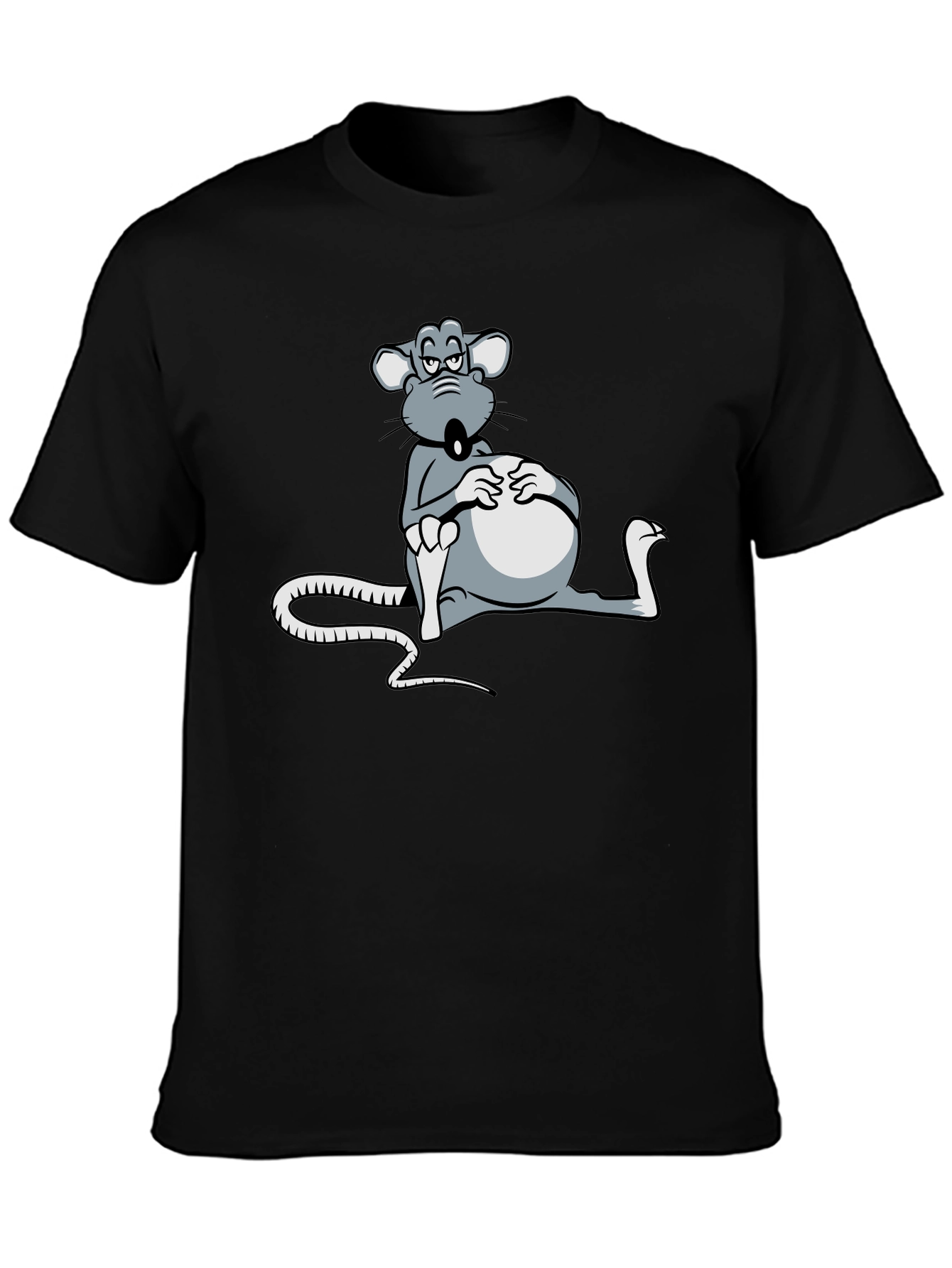 Funny Rat Cartoon Graphic Tee - Unisex Black T-Shirt