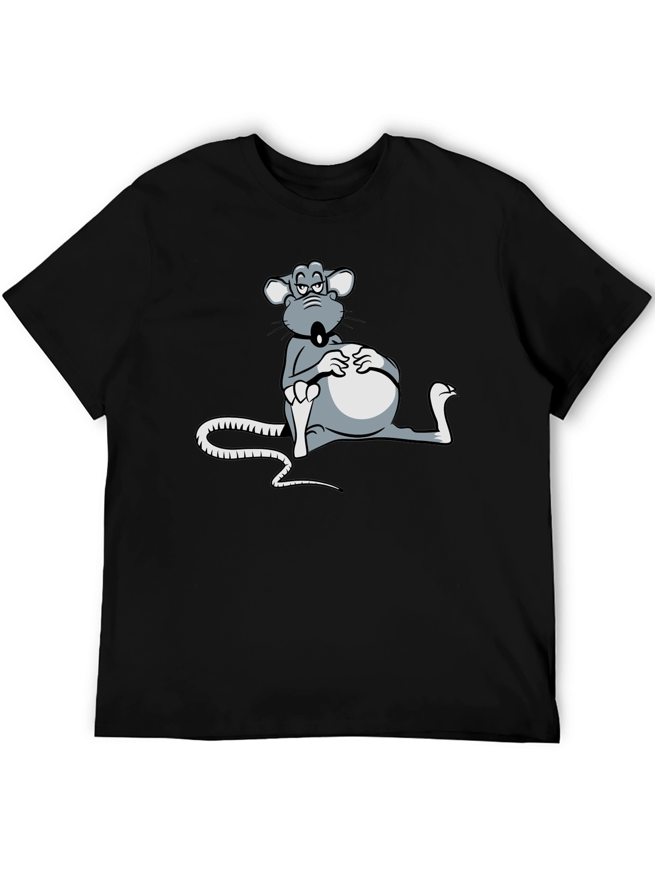 Funny Rat Cartoon Graphic Tee - Unisex Black T-Shirt
