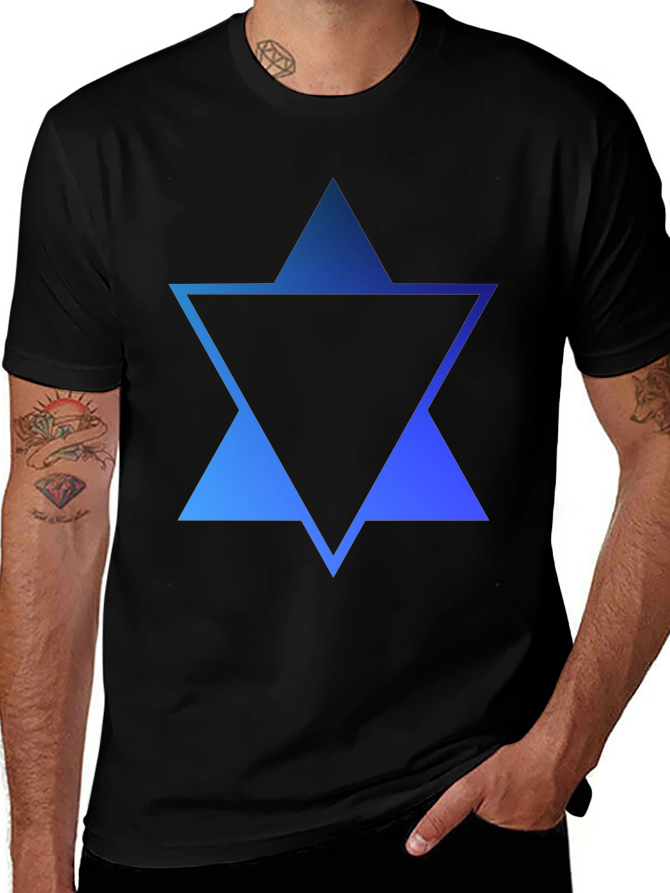 Geometric Star Graphic Tee - Modern Black T-Shirt