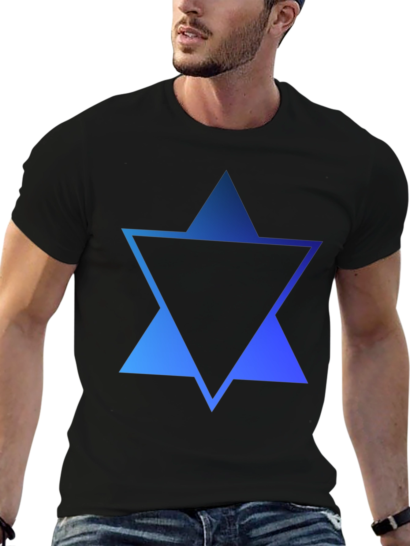 Geometric Star Graphic Tee - Modern Black T-Shirt