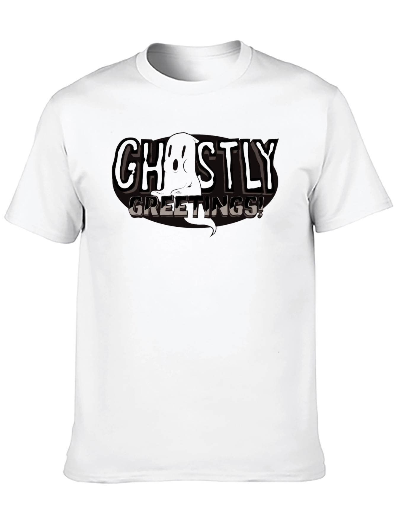 Ghostly Greetings Black Graphic T-Shirt