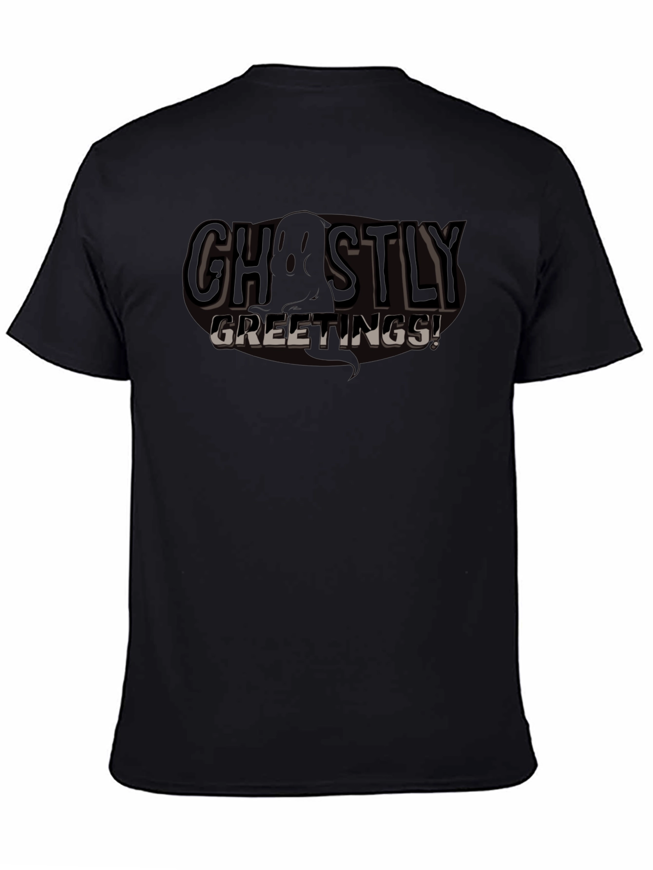 Ghostly Greetings Black Graphic T-Shirt