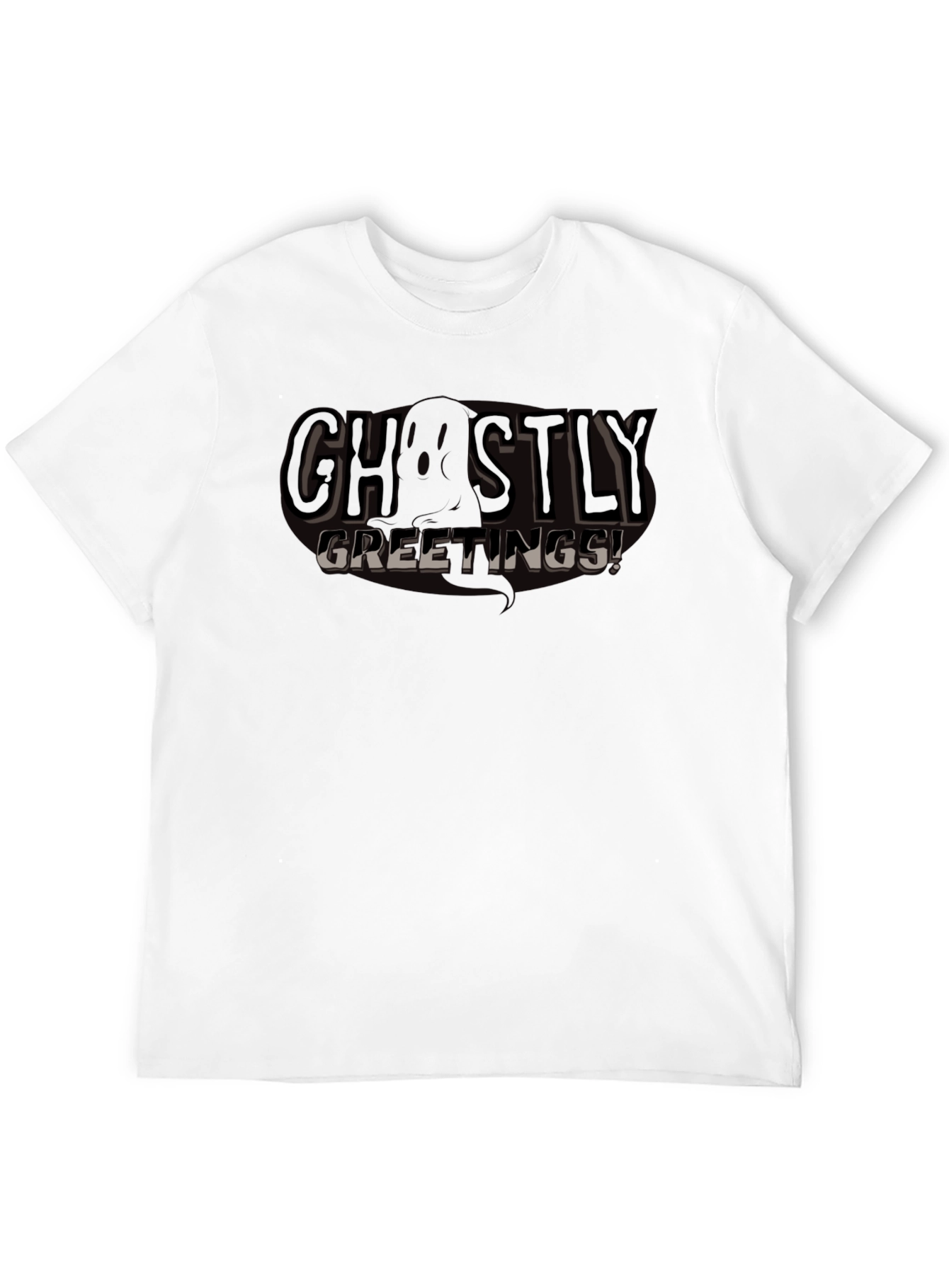 Ghostly Greetings Black Graphic T-Shirt