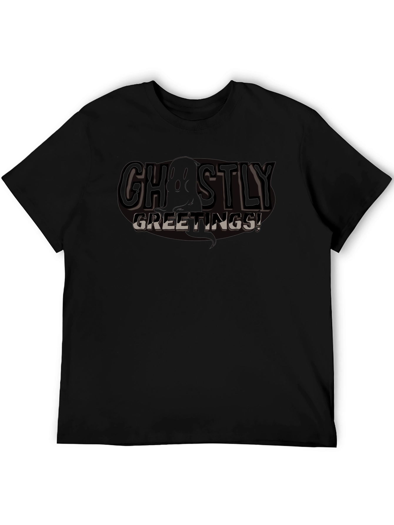 Ghostly Greetings Black Graphic T-Shirt