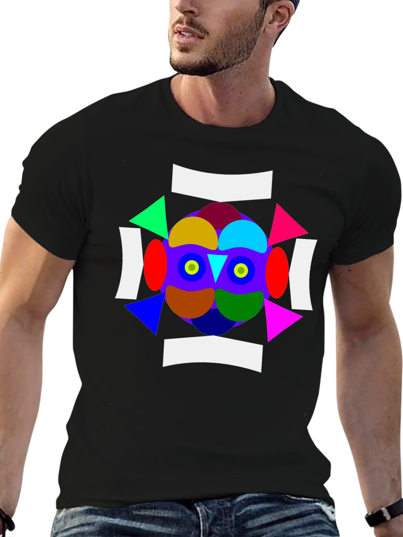 Abstract Geometric Graphic Print Crew Neck T-Shirt