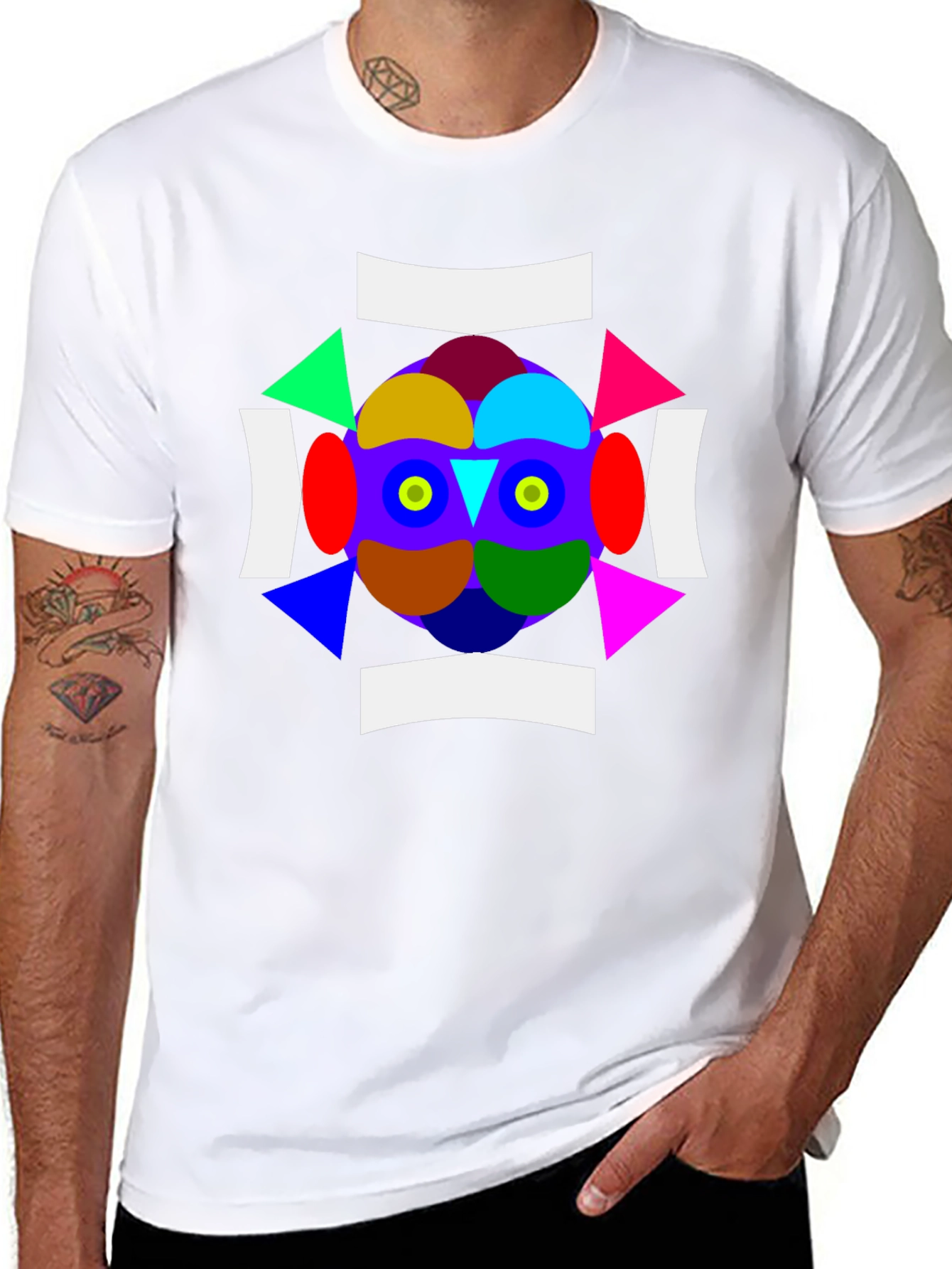 Abstract Geometric Graphic Print Crew Neck T-Shirt