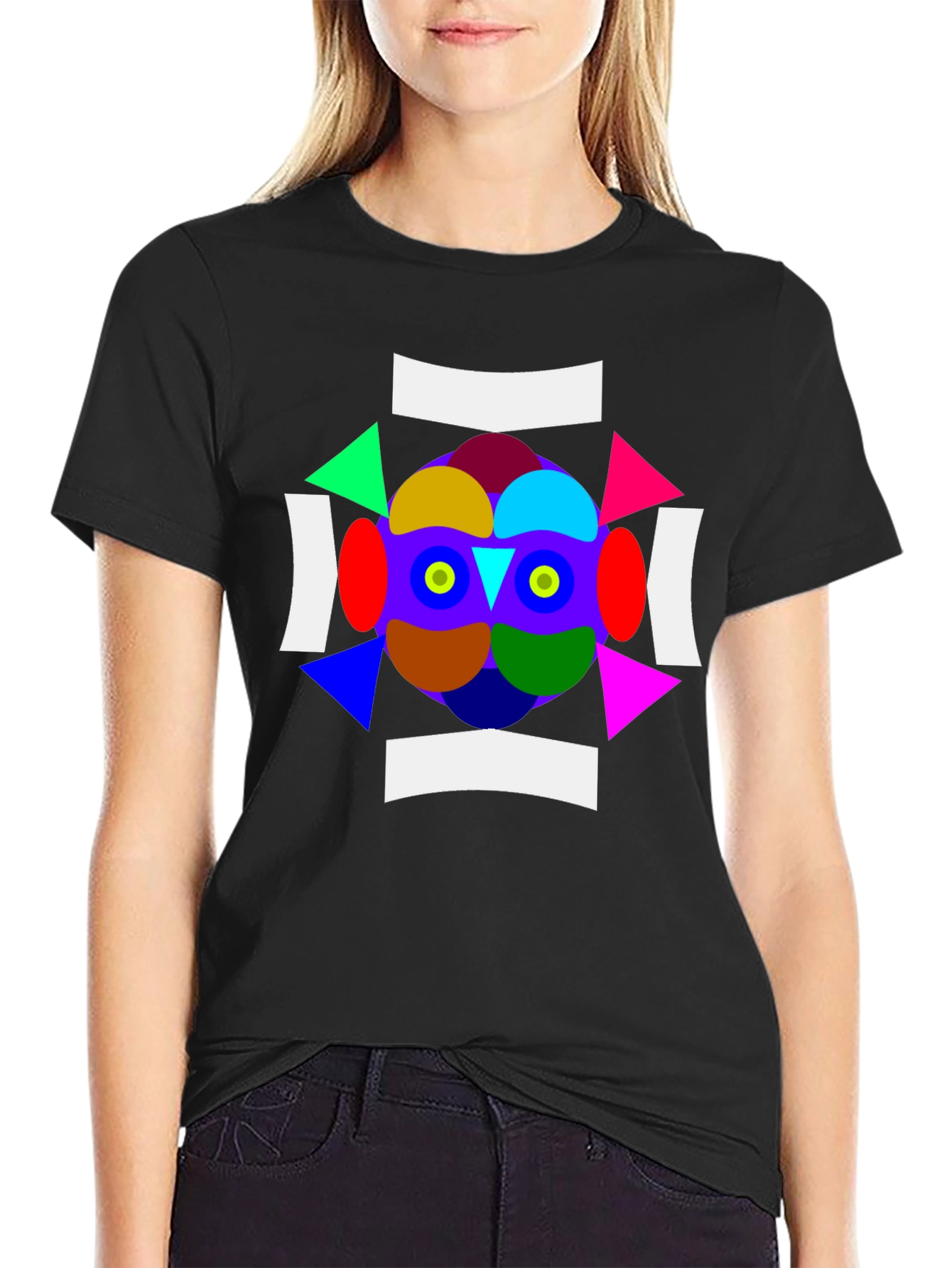 Abstract Geometric Graphic Print Crew Neck T-Shirt