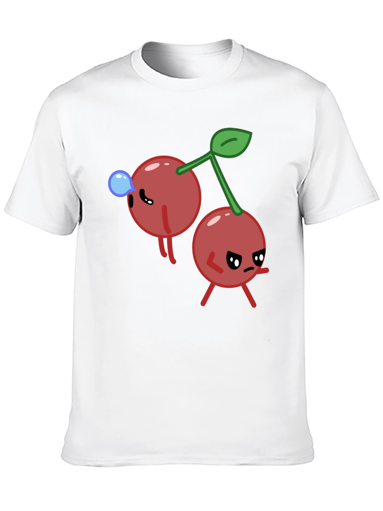 Funny Cherry Cartoon Black T-Shirt