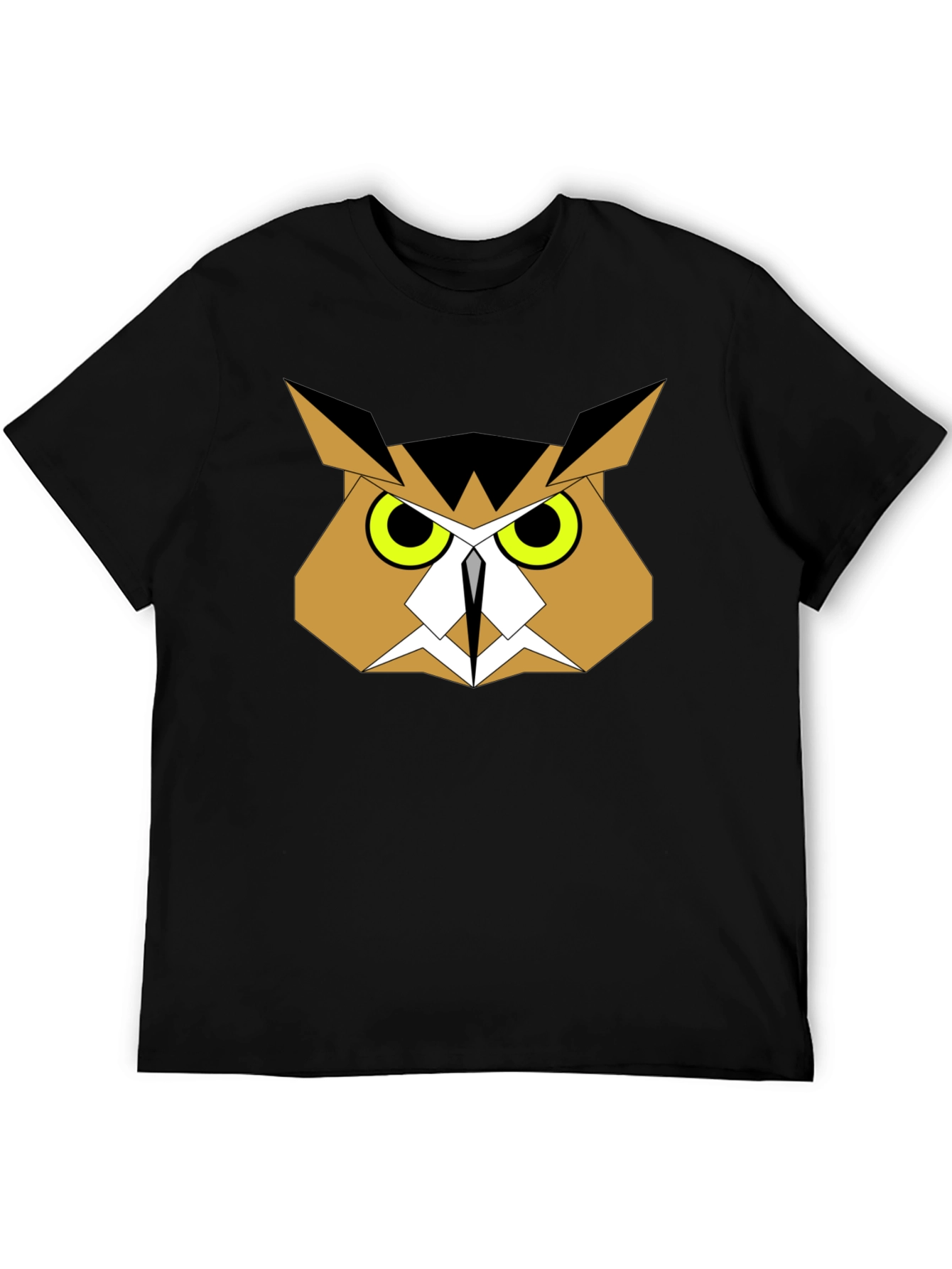 Geometric Owl Graphic Tee - Black Cotton
